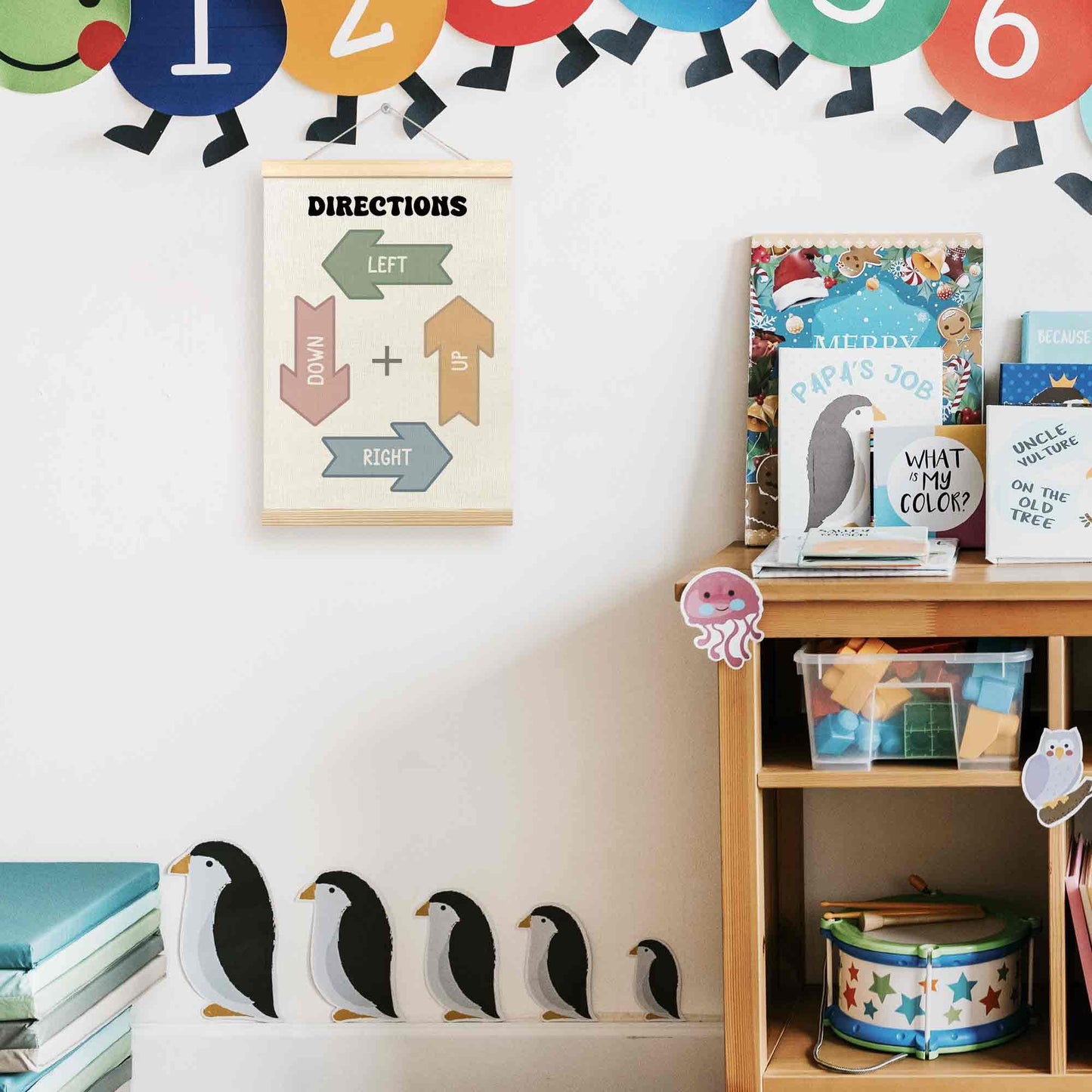 TLESKE Boho Classroom Directions Chart Poster Hanger Frame, Homeschool Hanging Wall Art Decor for Toddlers Kids Room Nursery Playroom, Preschool Prek Learning Educational Poster Print Banner, 12x16