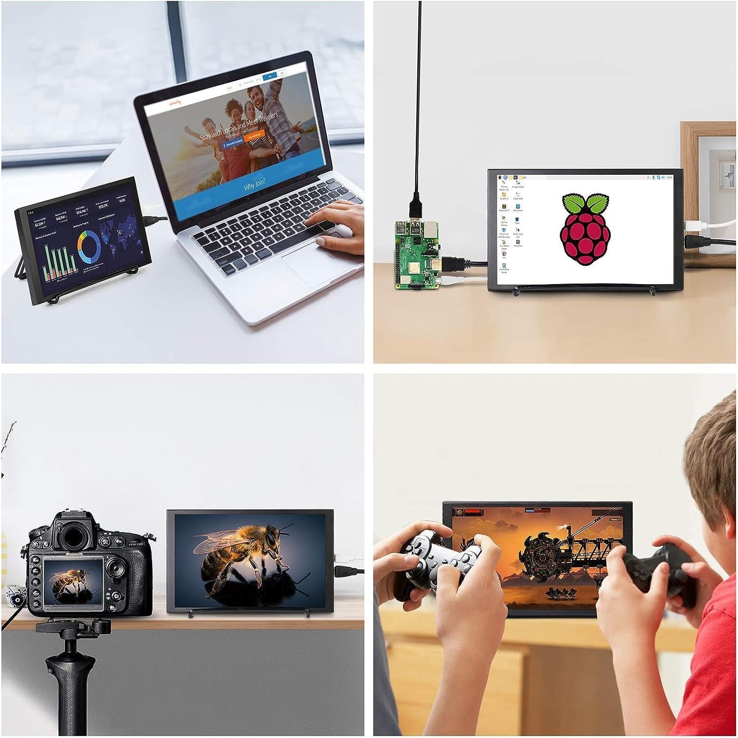 ELECROW 8 Inch Touchscreen Monitor, 1280x800 IPS LCD HD Display with Stand, Portable Capacitive Touch Screen Compatible for Raspberry Pi 3/4/5, Win 11/10/8/7, Jetson Nano, laptops, Game Consoles