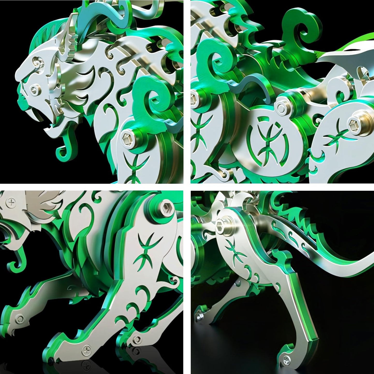 3D Metal Puzzles,3D Metal Puzzle for Adults,Mechanical Model Kit Green Bi an,Steel 3D Puzzles Stainless Steel Ornaments for Adults Home Decor Art Craft Gifts Toys.