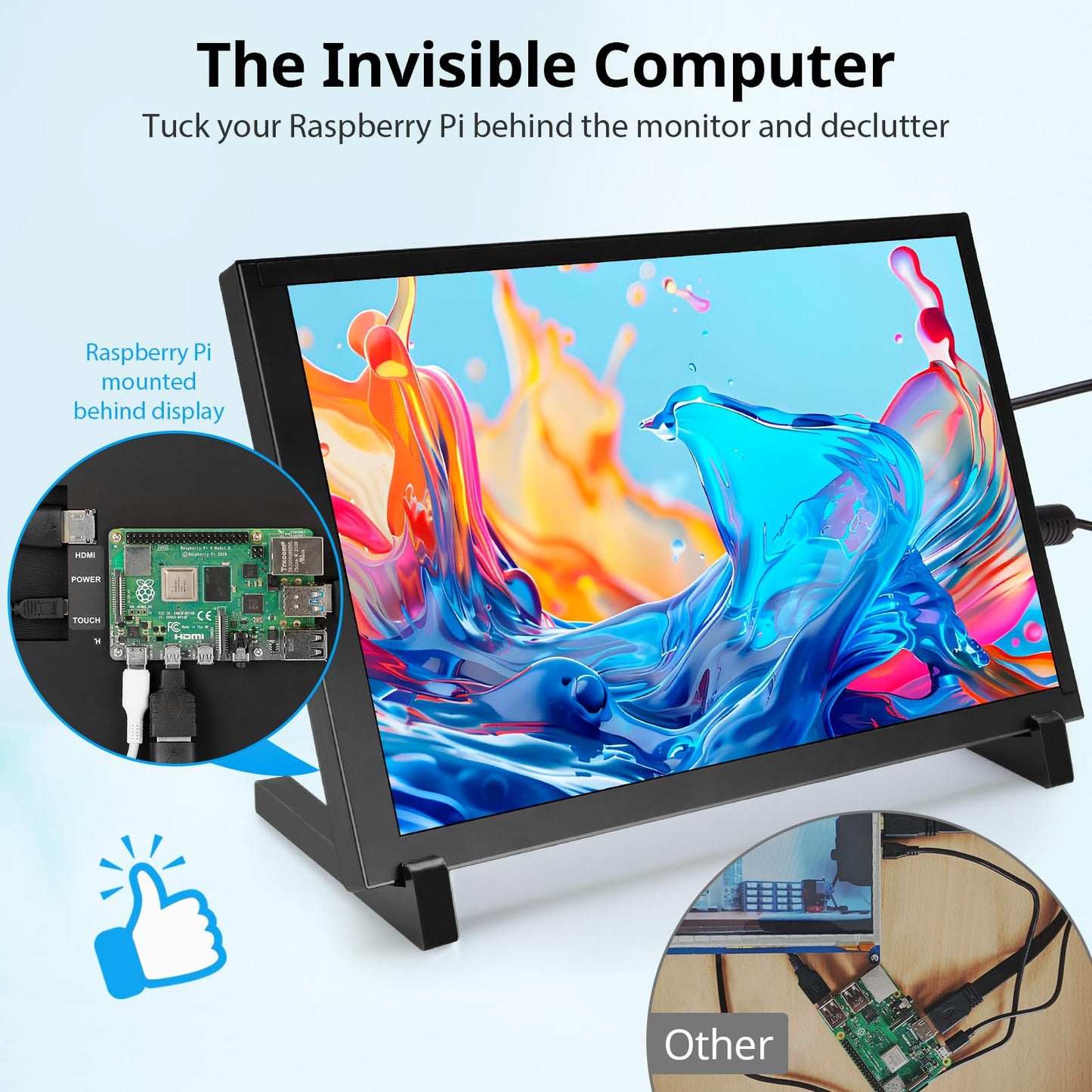 ELECROW 10.1 Inch Touchscreen Monitor, 1280x800 IPS LCD HD Display with Stand, Portable Capacitive Touch Screen for Raspberry Pi 3/3B+/4B/5, Jetson Nano, Banana Pi, PC, Windows, Beaglebone