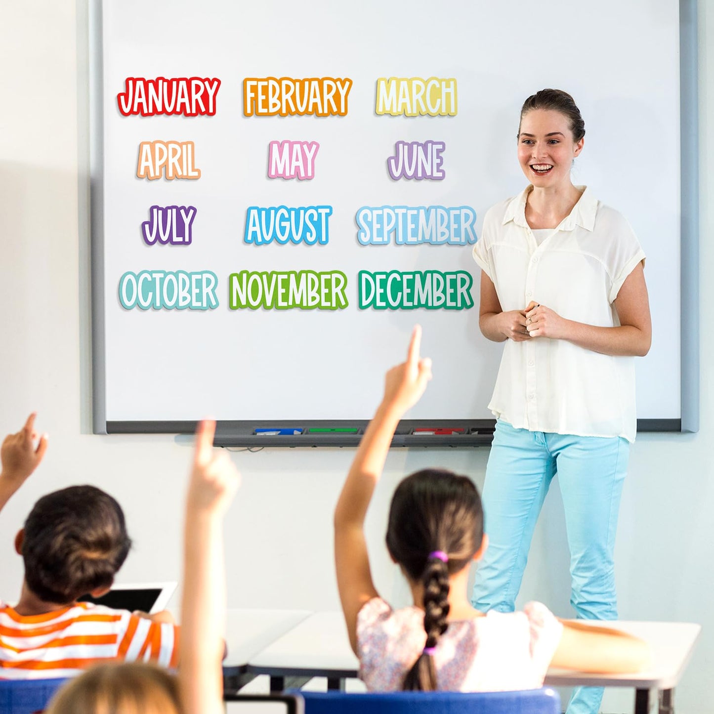 LemonSecret 12 Pcs Magnetic Monthly Headliners Months of The Year Bulletin Board Set whiteboard Calendar Month Headers for Classroom Decoration (Pastel)