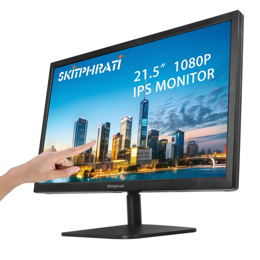 SKitphrati 21.5 Inch Touchscreen Monitor FHD 1920x1080p IPS Screen, VESA Support, 10-Points Computer Touch Screen PC Display with Type-B HDMI VGA Port, 75Hz Desktop Touch Display, Black