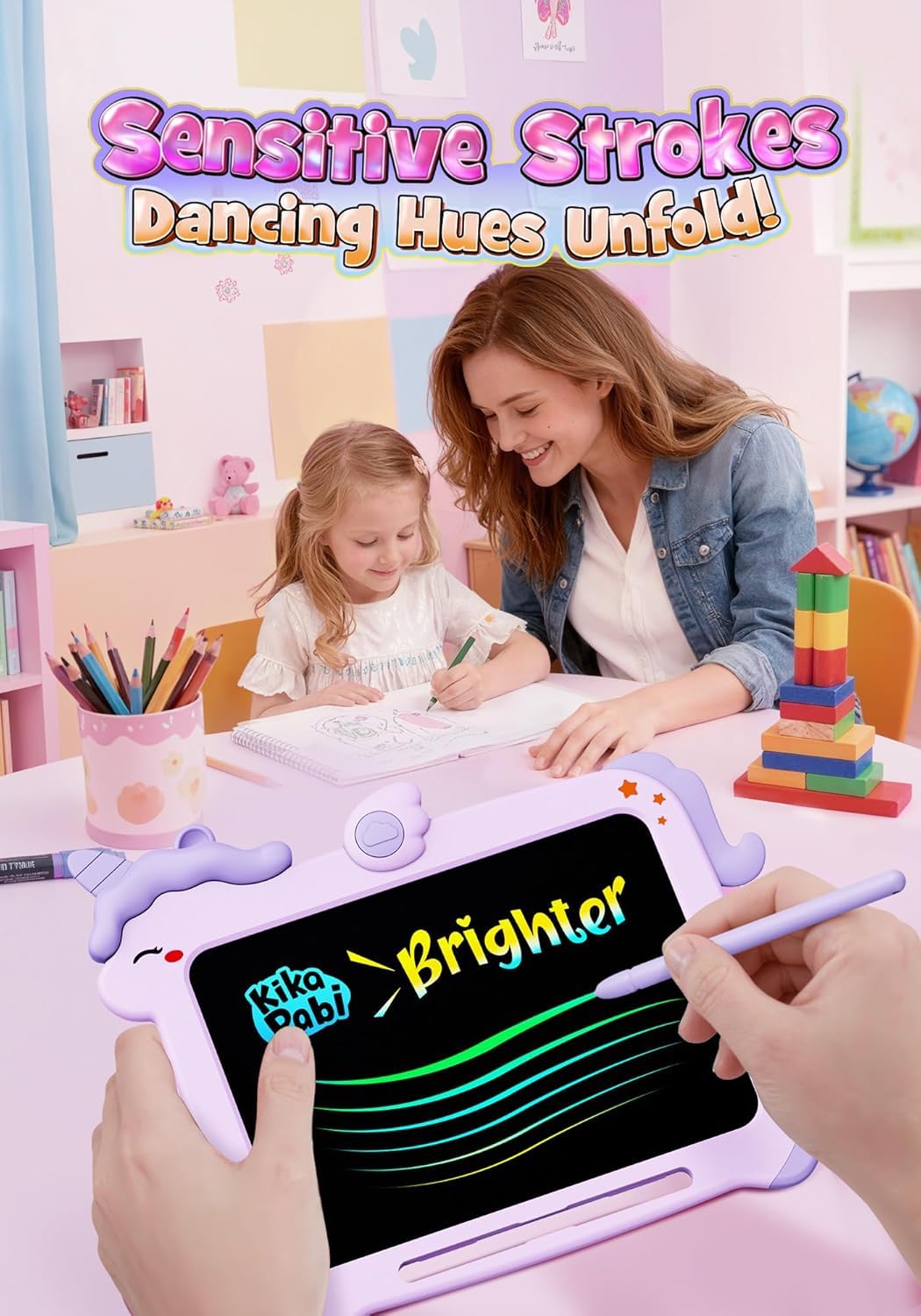 8.5 inch LCD Writing Tablet for Kids, Unicorn Toys Gifts for Girls Aged 3-5, Toddler Girl Kids Educational Travel Toy, Birthday Gift for 3 4 5 6 7 8 9 Year Old Girl (Purple)