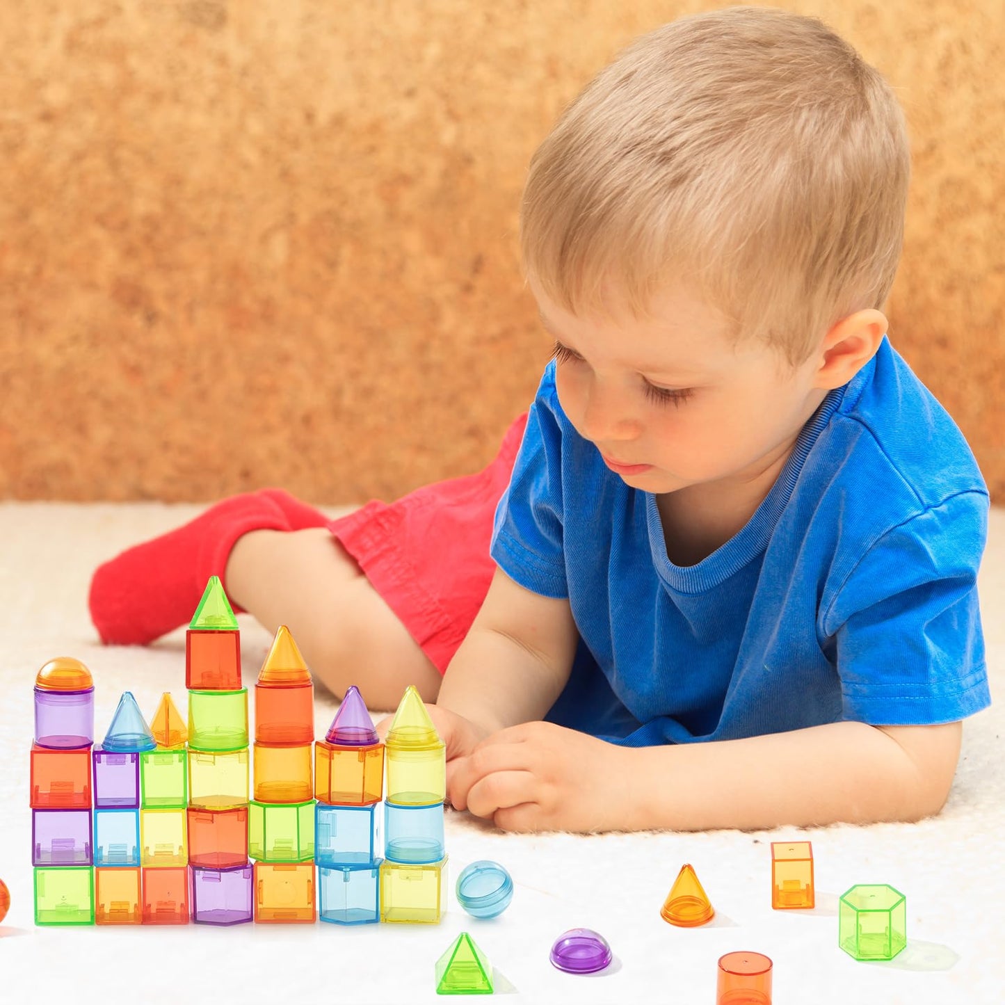 Odoorgames 60 Pcs 3D Shapes for Teaching - Light Table Manipulatives - Geometric Shapes for Classroom