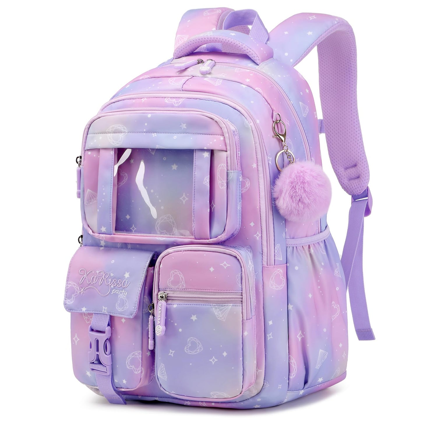 PIG PIG GIRL Kids Backpack for Girls - School Bags for Middle School Students - Book Bag for Elementary Primary - Kawaii Ita Backpack - Purple