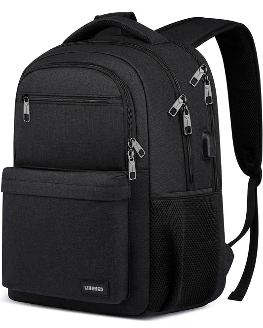 LIBENED School Backpack for Teen Boys Mens, 15.6 Inch Laptop Backpack, College High School Book Bag for Students, Black