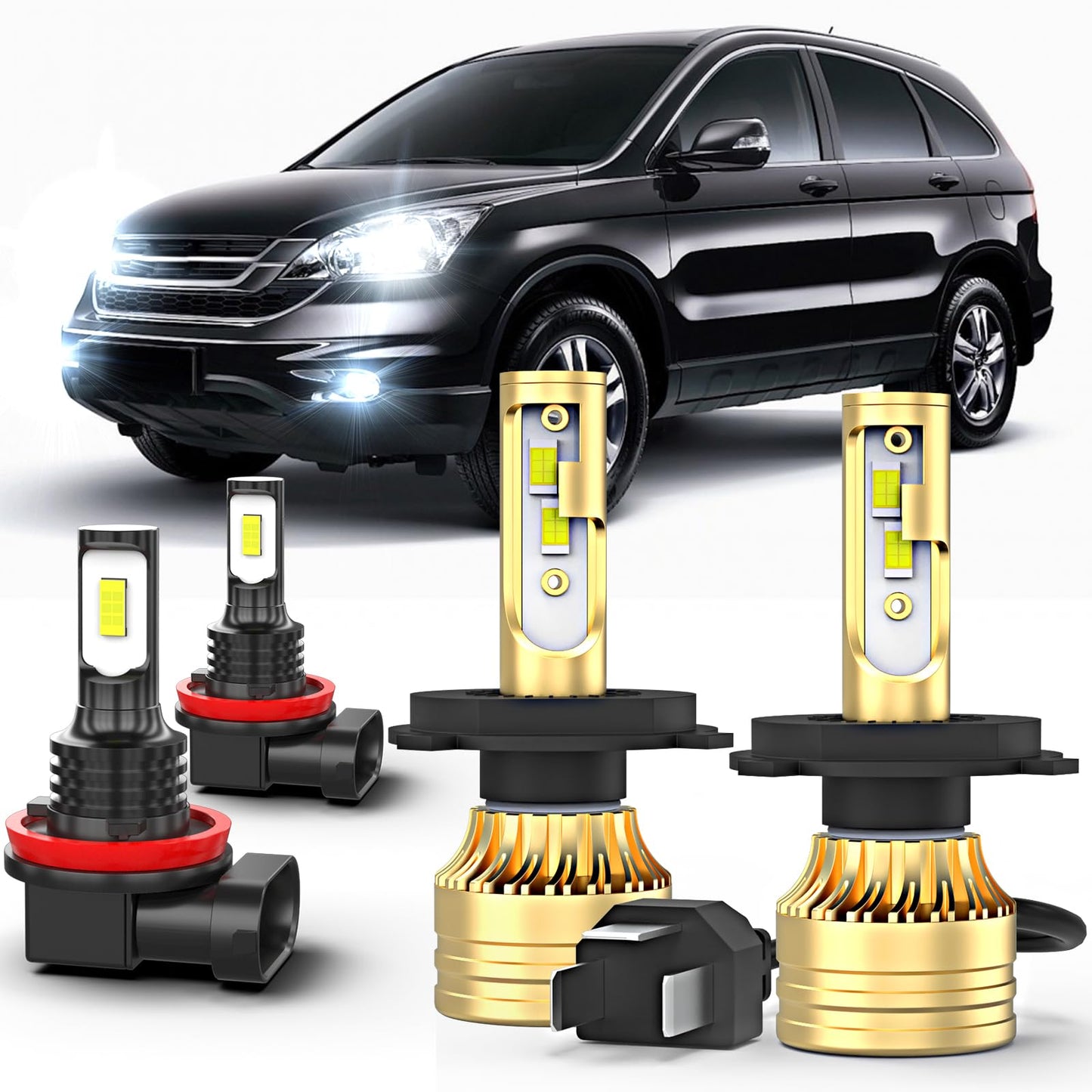 cayrsk LED Light Combo for Honda CR-V 2007-2014, 9003/H4 High Low Beam, H11 Fog Lights, 22000lm, 6000K