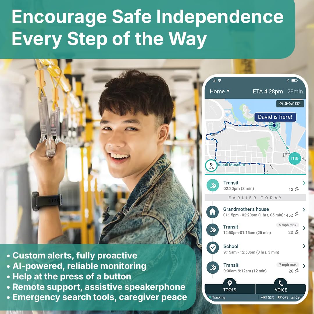Safety Monitor for Kids with Special Needs, Autism and Elderly - GPS Tracker for Kids, SOS Button, 2-Way Speakerphone, Real Time Location Alerts, School Bus Tracking - Subscription Required