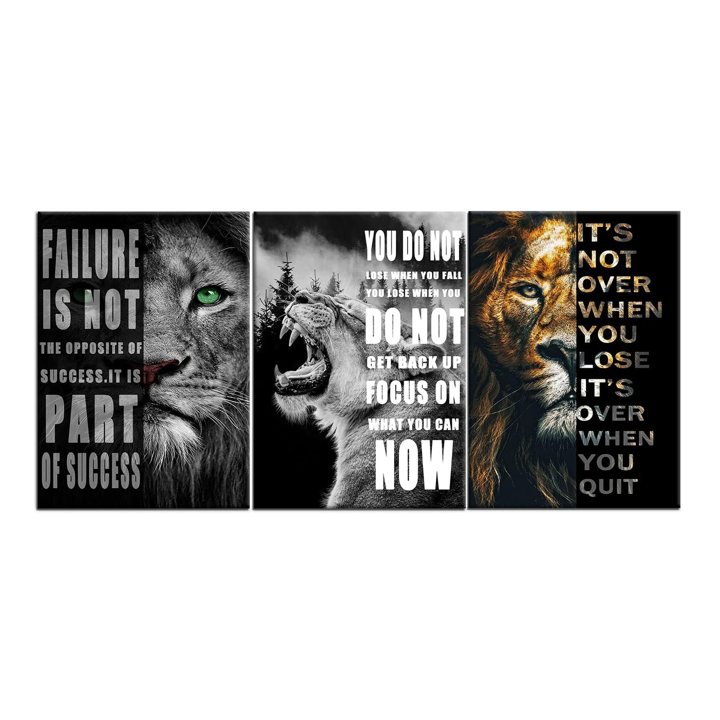 Inspirational Wall Art for Motivational Office Quotes Theme Wall Decor for Animal Leopard Canvas Prints Framed Wall Art for Bathrooms Modern Home Decor Framed and Stretched [20'' x 28'' x 3 pcs]