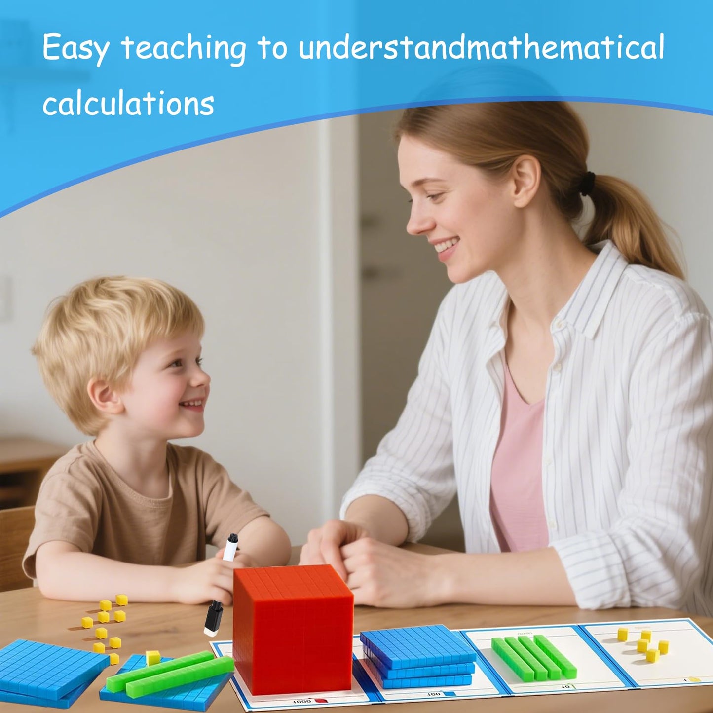 JUGGPENG Plastic Base Ten Blocks with Place Value Chart, Math Manipulatives for Kids, Math Cubes for Kindergarten 1st-3rd Grade, Counting Cubes for Math Learning Tools, 137 Pcs