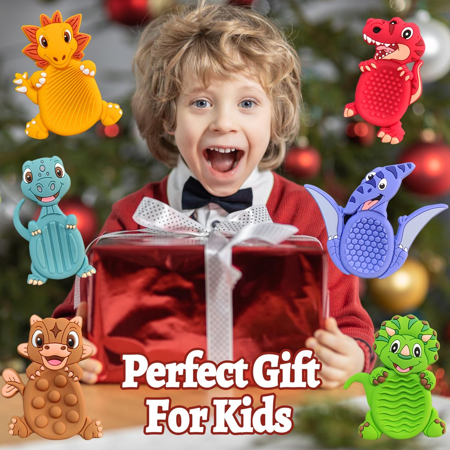 24Pack Dinosaur Sensory Fidget Stress Toys for Kids Classroom, Autism Calming Special Education Must Haves Travel Essentials, Valentine's Day Cards Gifts for Party Favors Class Birthday 3 5 7 Boy Girl