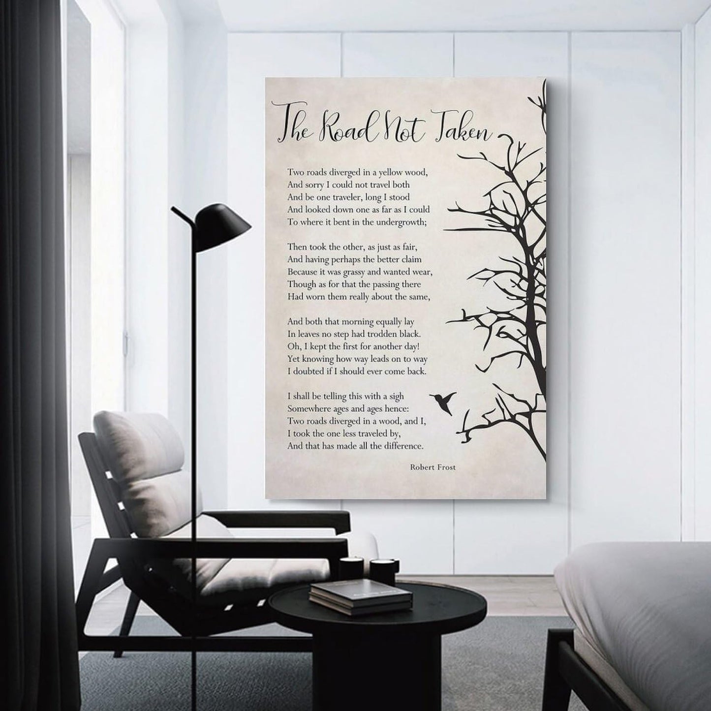 JHXNJDPOST The Road Not Taken Poster Poem Canvas Wall Art Aesthetic Decorative Painting Living Room Restaurants, Pool Halls And Hotelsstyle-5 16x24inch(40x60cm)