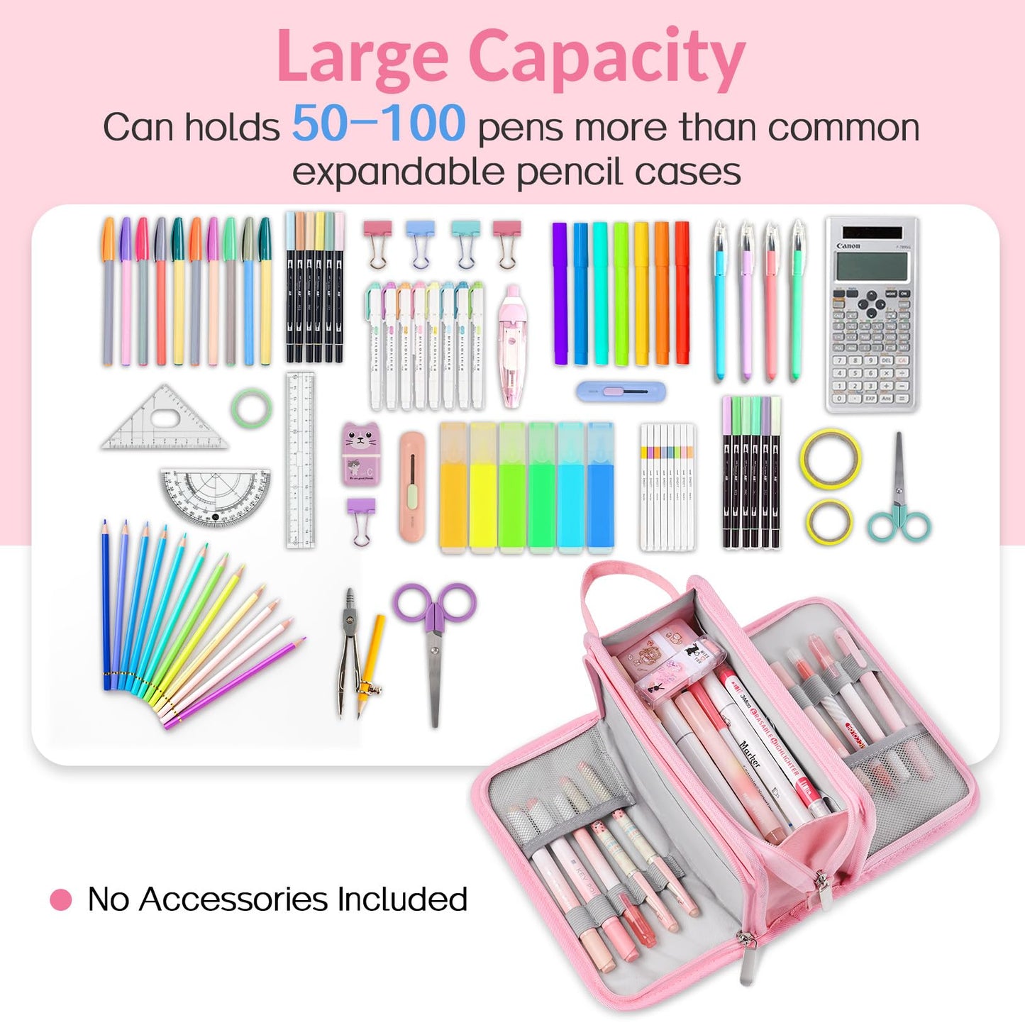Sooez Large Pencil Case, Big Capacity Pencil Pouch Pen Bag with 3 Compartment, Portable Canvas Stationery Organizer with Zipper, Cute Aesthetic School Supplies for Teen Girls Boy College, Navy Blue