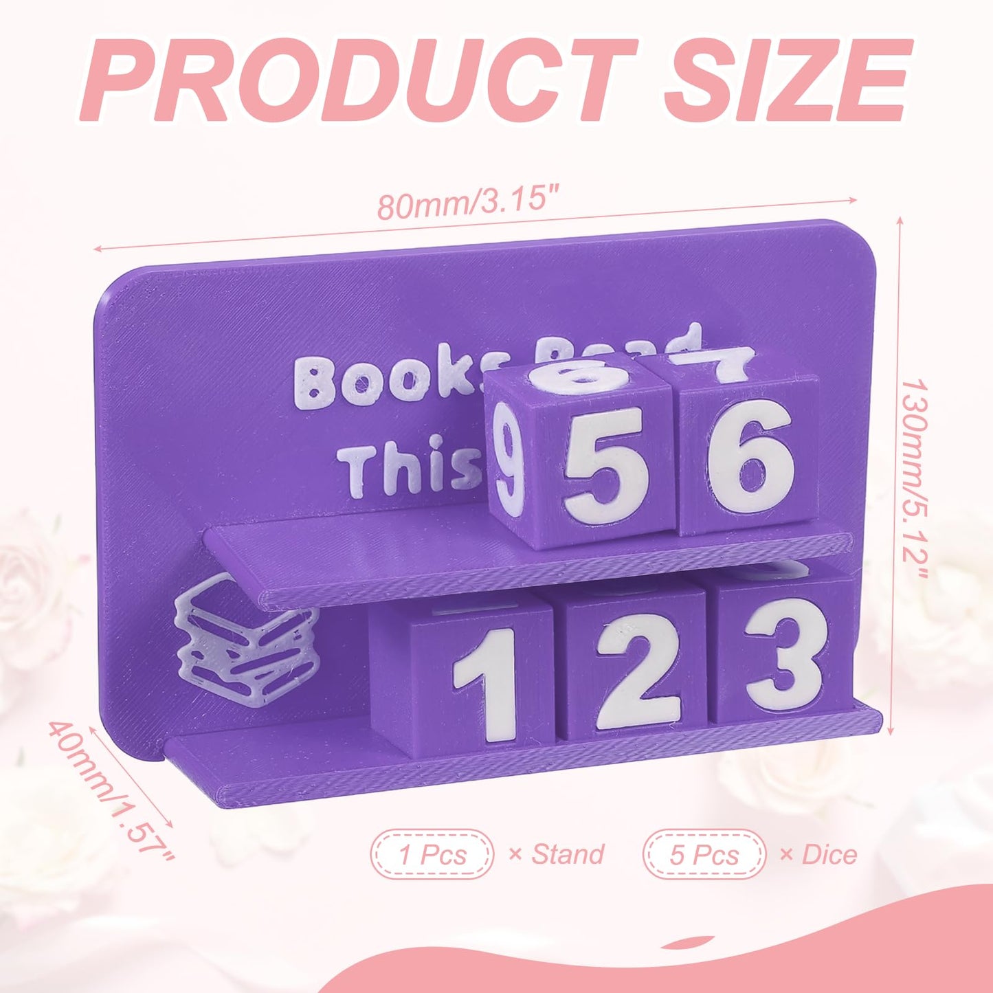 PATIKIL Books Read This Year Tracker, 3D Reading Challenge Counter Sign Library Bookshelf Decor Reading Challenge Number Up to 999 Books Gift for Reader Book Lovers Teachers, Purple
