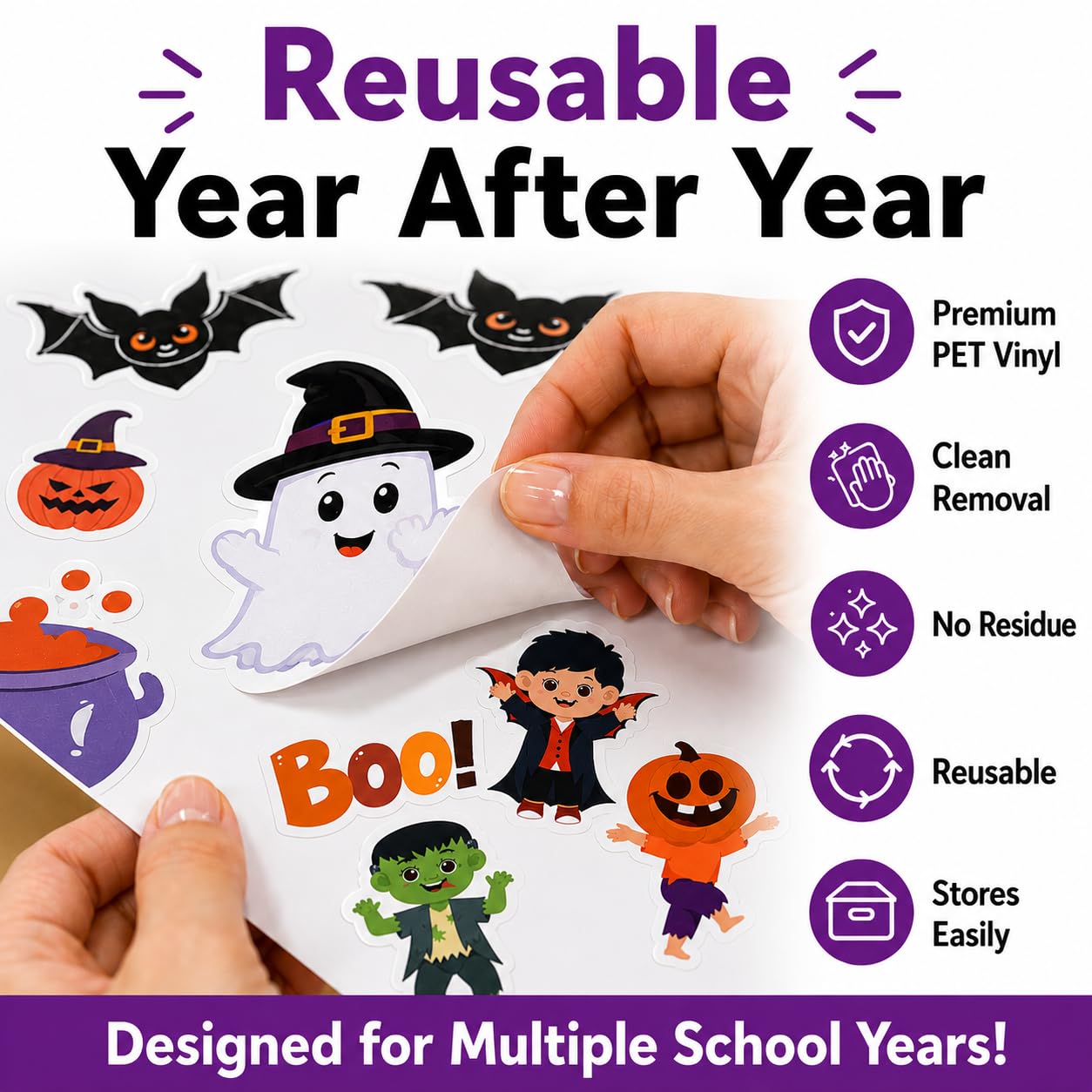 Hello Hallway Classroom Door Decorations for Teachers, Halloween Theme | Reusable Peel & Stick Classroom Door Decor Kit | Preschool, Pre-K & Kindergarten Classroom Decor | Teacher Supplies