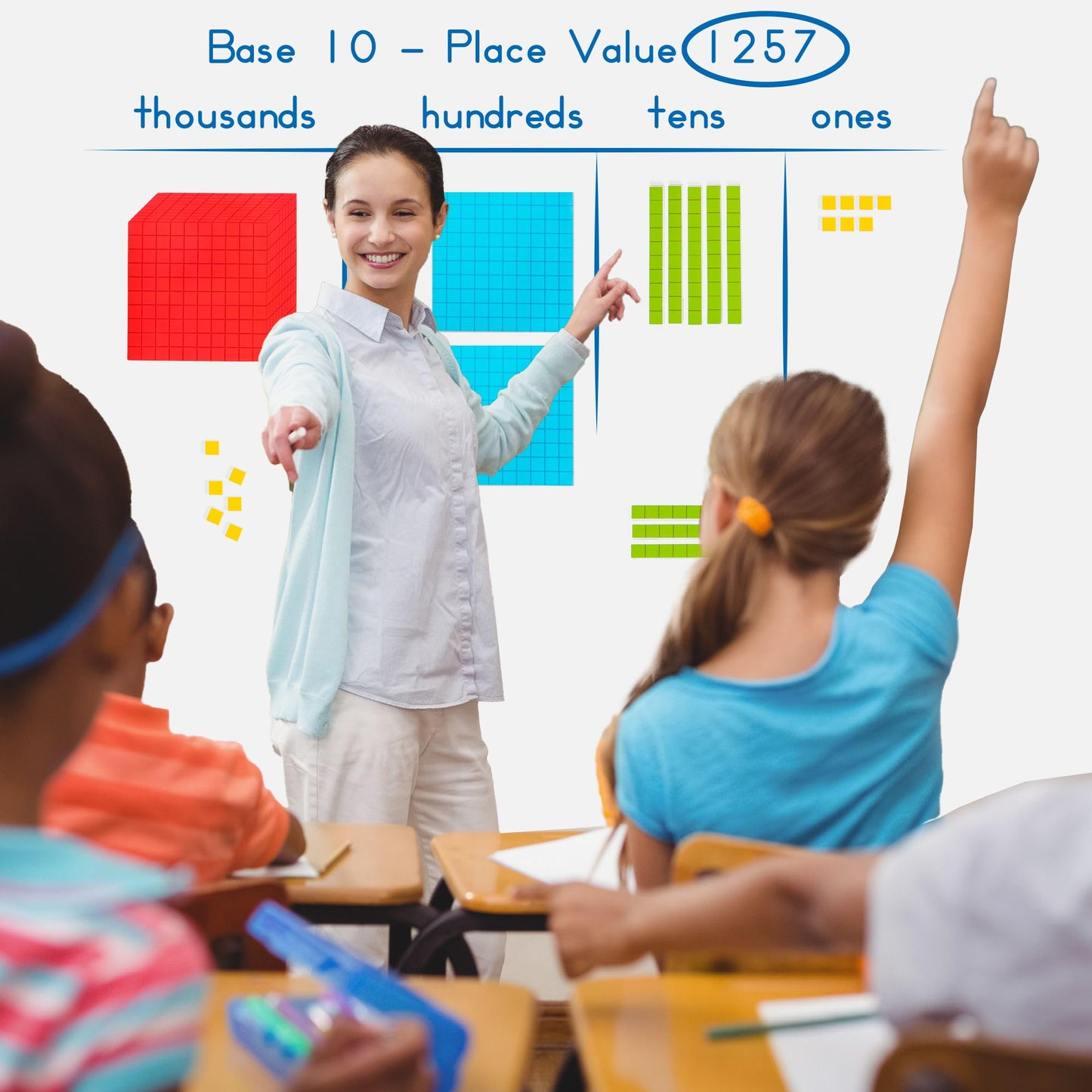 131 PCS Jumbo Magnetic Base Ten Blocks for Math - Place Value Blocks, Base 10 Math Manipulatives K-3, Number Blocks, Math Counters for Kids, Math Cubes, Counting Blocks, Kindergarten 1st 2nd 3rd Grade