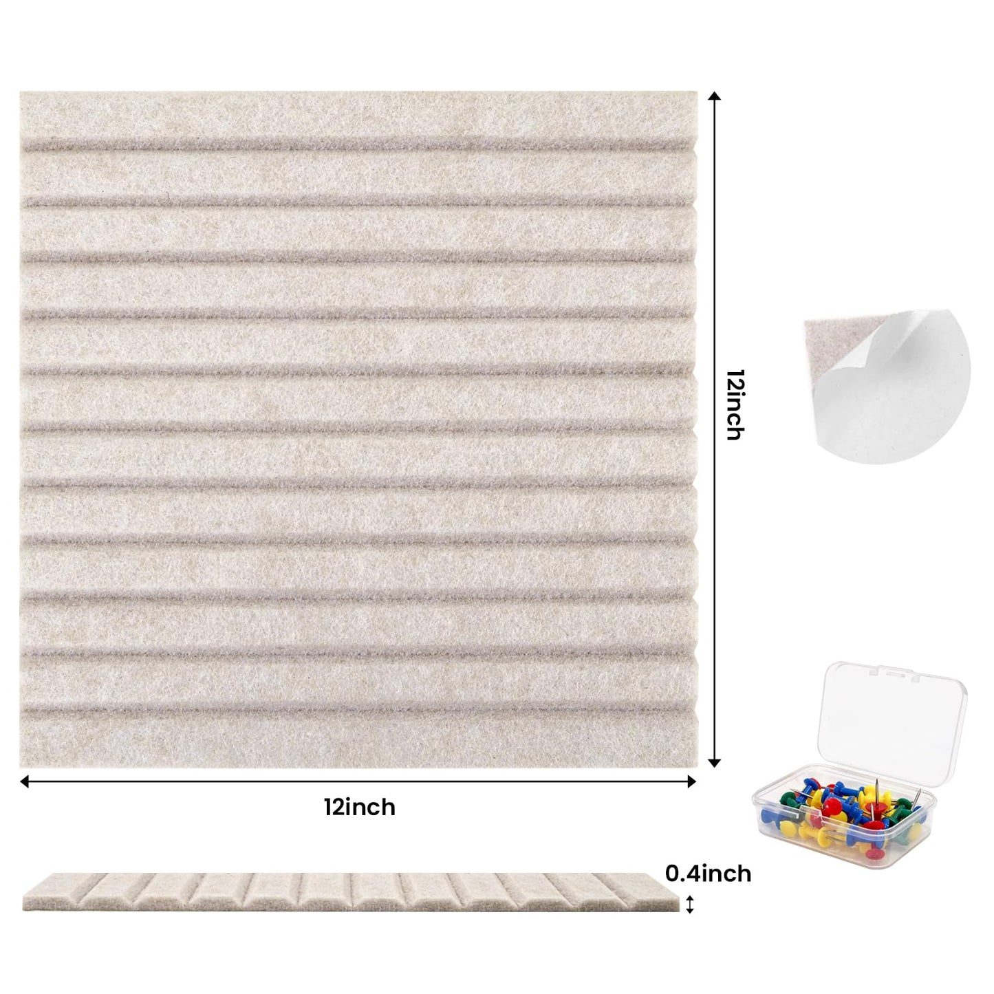 TOMAIX 12-Pack Felt Bulletin Boards (11.8" x 11.8") – Self-Adhesive Wall Tiles with Pushpins; Ideal for Offices, Classrooms, and Home Decor; for Posting Notes, Photos, and Memos (Light Camel)