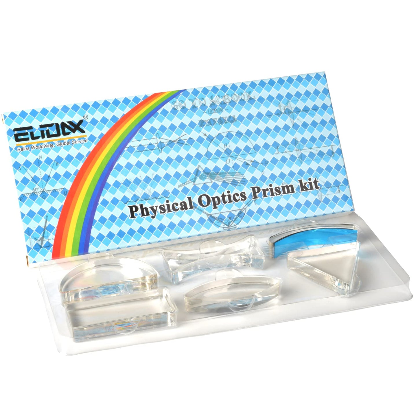 6 Pcs Acrylic Glass Light Prism Optical Lens Triangular Semicircular Rectangular Concave Convex Mirror Len Physics Demonstration Tools Equipment for Physics Teaching Lab Reflection Refraction Science