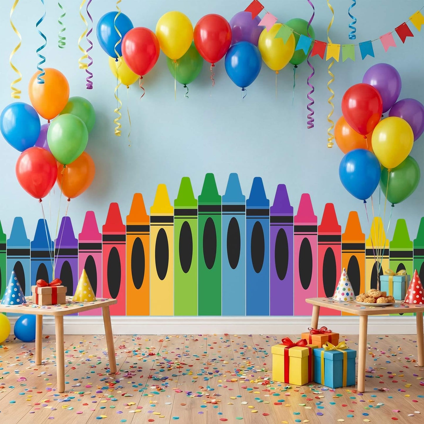 Gilprop 9.8 ft Rainbow Crayon Classroom Wall Decor Fabric Preschool Kindergarten Graduation Cuttable Crayon Classroom Decoration Backdrop with Adhesive Dots for Daycare End of The Year Back to School