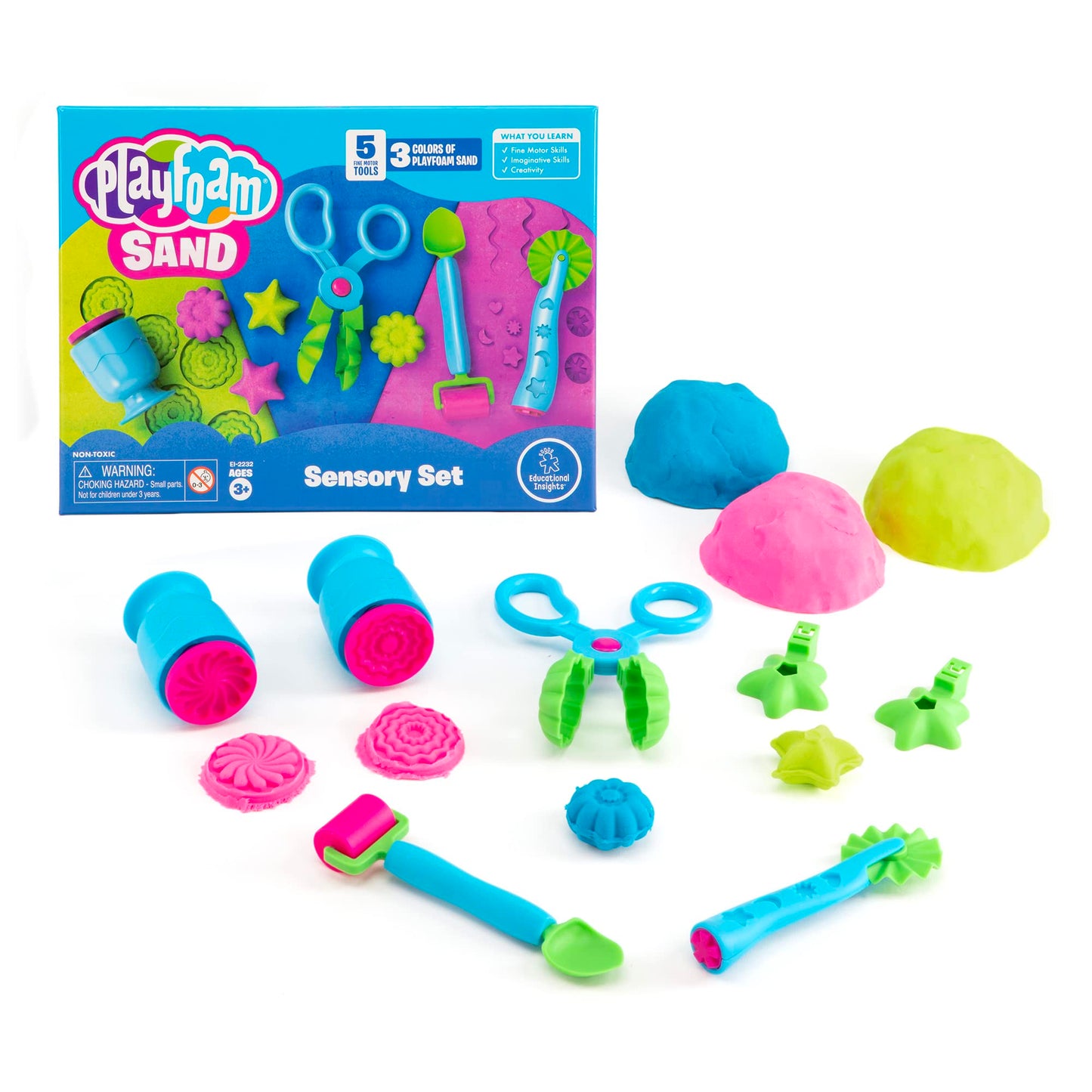 Educational Insights Playfoam Sand Sensory Set - Non-Toxic Play Sand Toys for Toddlers, Squishy Sensory Bin Filler for Home or Preschool Classroom, Moldable Crafting Compound, Kids Ages 3+