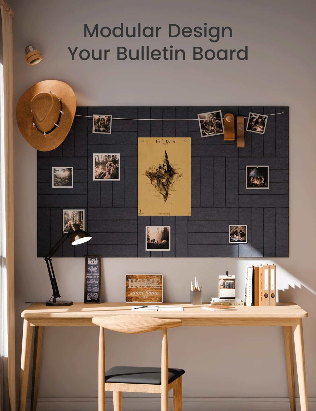 Fluxynara Felt Bulletin Board Tiles Large 48" x 36" Cork Board Alternative-12 Pack with 70 Adhesive Tabs, Thick Slat Wall Panels for Office Decor, Push Pin Board Wall Organizer Alternative -Navy Blue