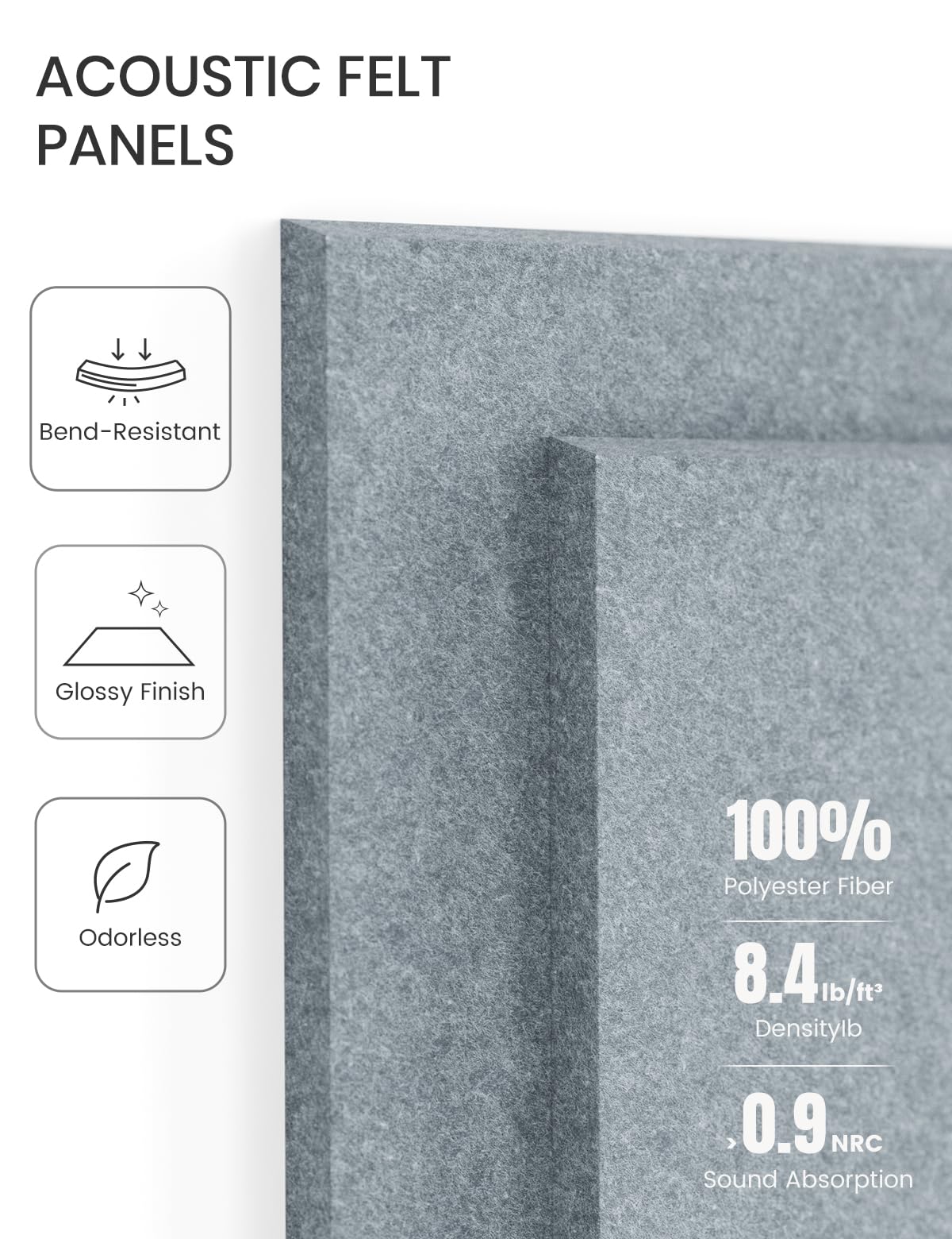 Felt Bulletin Board Tiles -28"x18" Cork Board Alternative for Office Decor, Push Pin Board Wall Organizer 6-Pack - Blue Gray