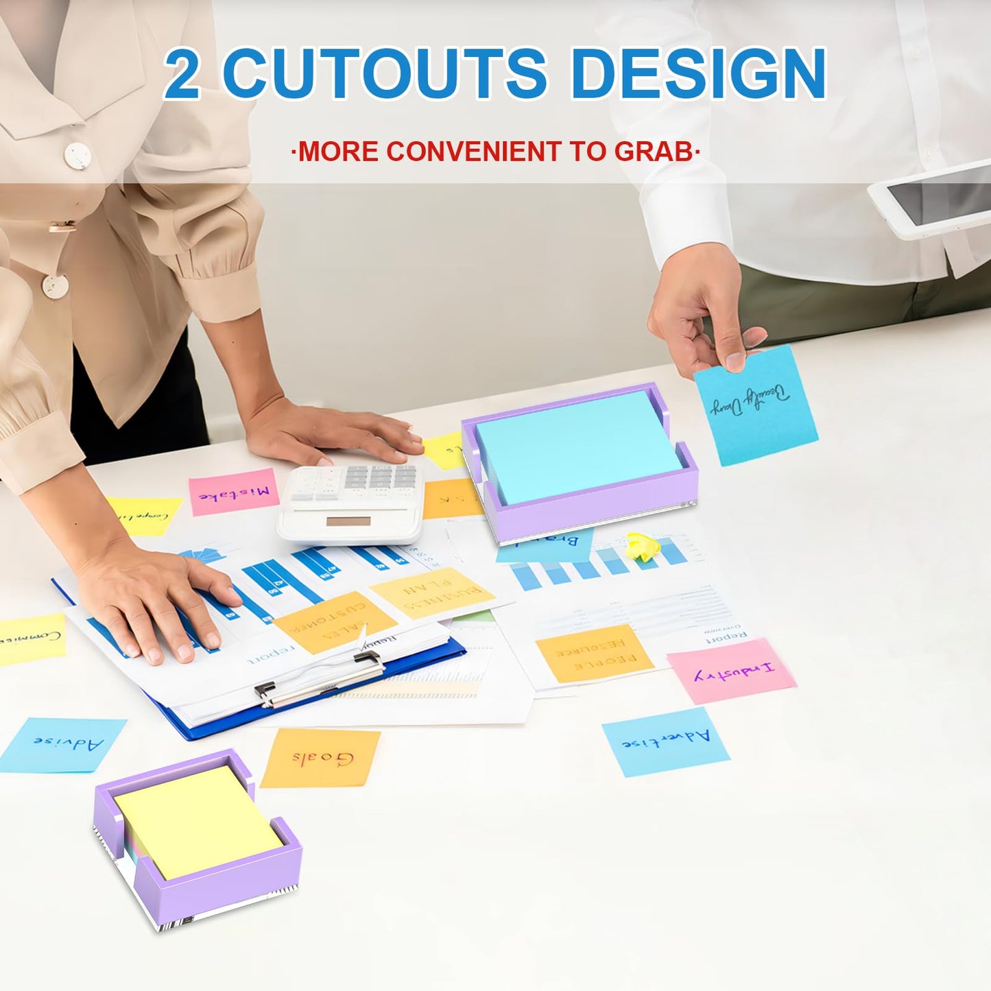 WINFFOR Acrylic Notepad Holder Dispenser - 4x6 in Sticky Note Memo Holder Self-Stick Note Pad Organizer (W/O Pads) Office Desk Accessories School Supplies, Purple