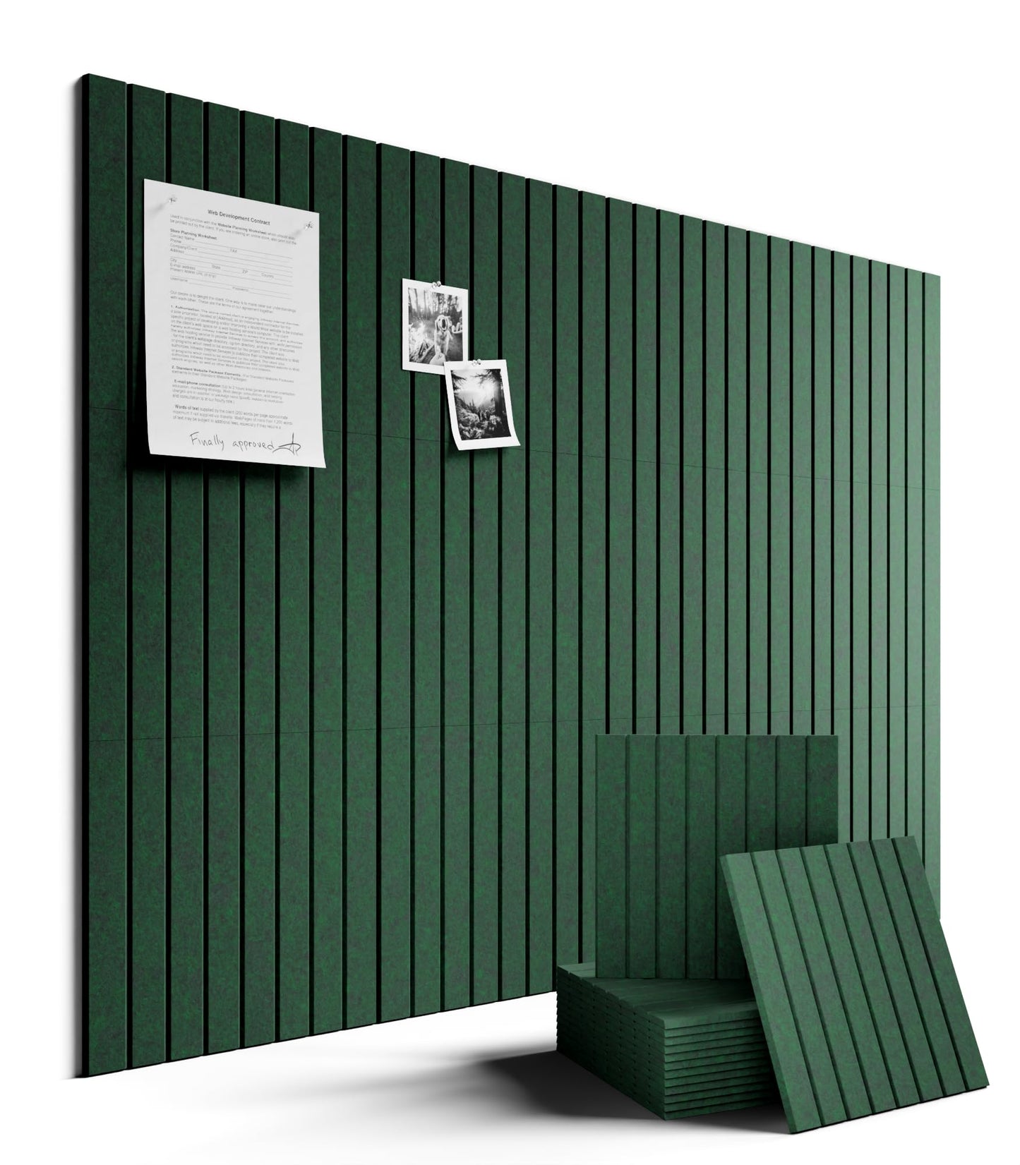 Fluxynara Large Felt Bulletin Board 48" x 36" Cork Board Alternative-12 Pack with 70 Safe Removable Adhesive Tabs, Cork Boards for Walls Cork Board for Home Office Classroom Pin Board- Pine Green