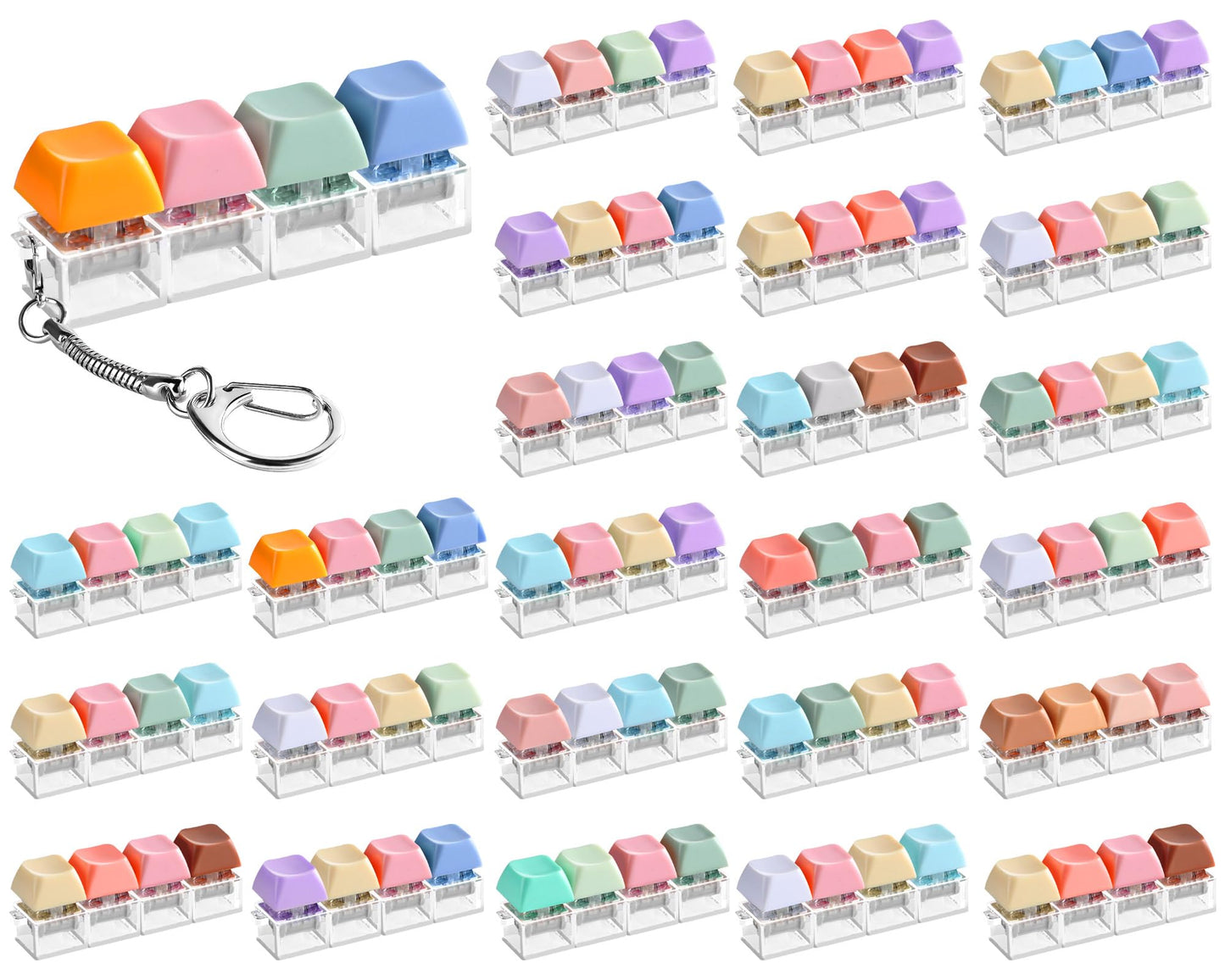 24 Pcs Keyboard Fidget Toys Stress Relief Fidget Clicker Keyboards Set Colorful Keyboard Decompression Toys Button Stress Relief Gifts for Adults to Relieve Stresses Pass Time Party Giveaways Favors
