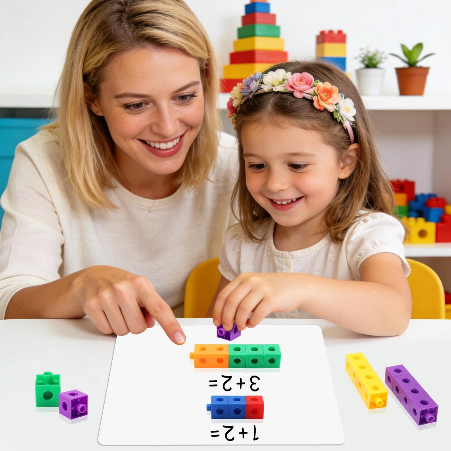 HSDAV 100 Pcs Math Linking Cubes - 10 Colors Connecting Counting Snap Blocks, Math Manipulatives for Early Math & Construction, Educational Toy for Preschool, Kindergarten, Homeschool