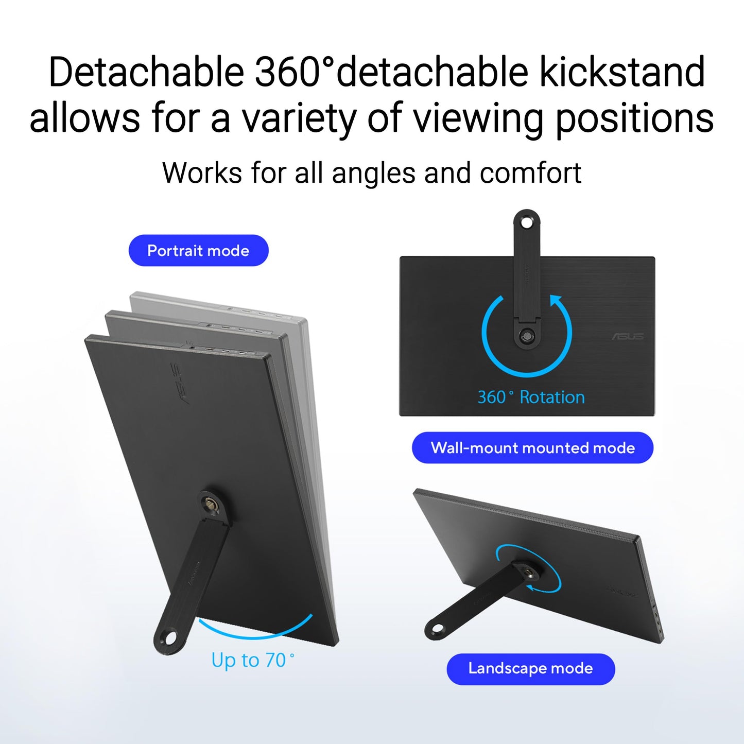 ASUS ZenScreen 15.6” Portable Monitor for Laptop (MB169CK) - Dual USB-C, Mini-HDMI, Plug & Play External Screen for Travel Dual Setup, Full HD, IPS, Anti-Glare Surface, 360° Kickstand, 3yr Warranty