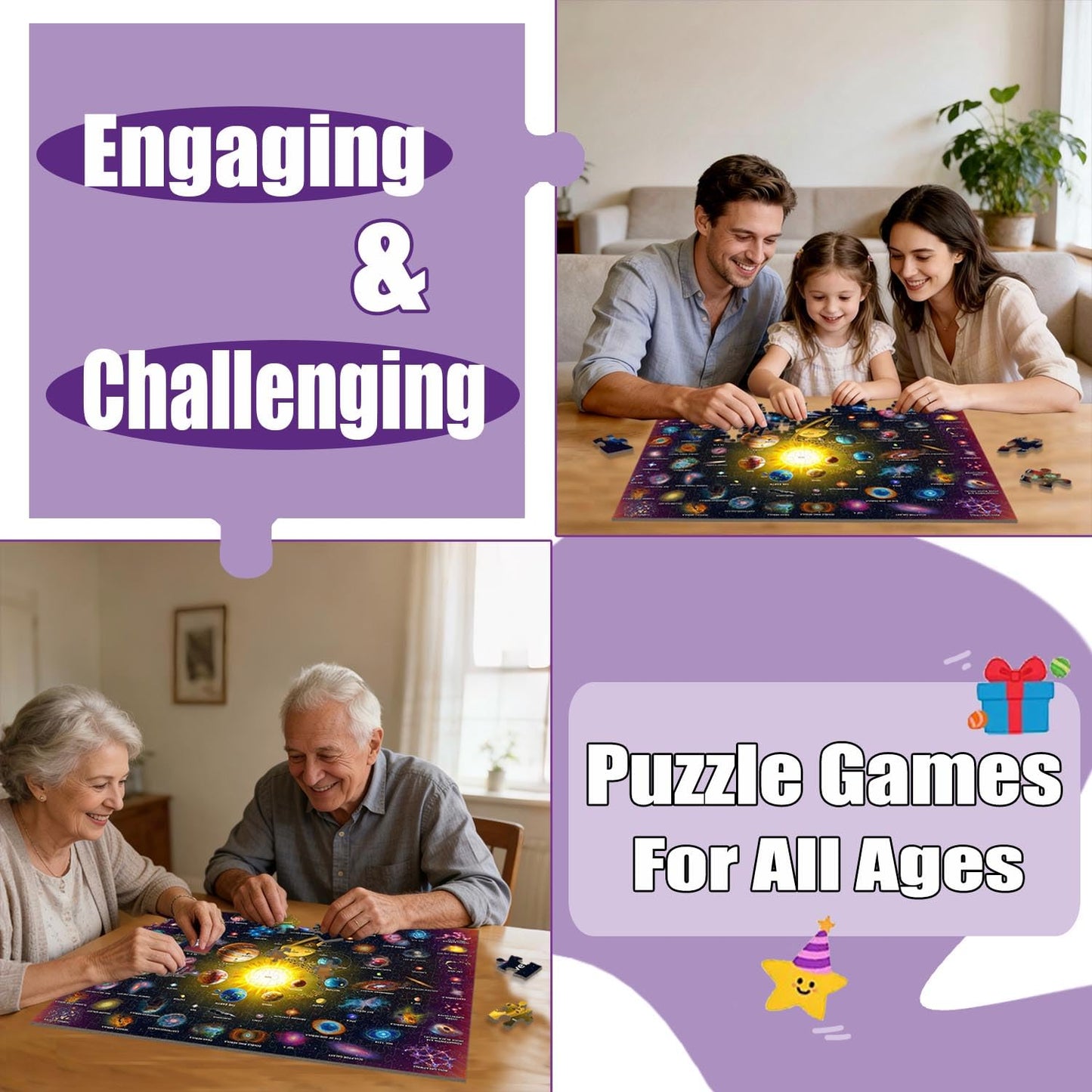 GWXWU Puzzles for Kids Ages 6-8 and 8-10, 200 Piece Solar System Planets Learning Educational Jigsaw Puzzles, Educational Learning Toy for Boys and Girls