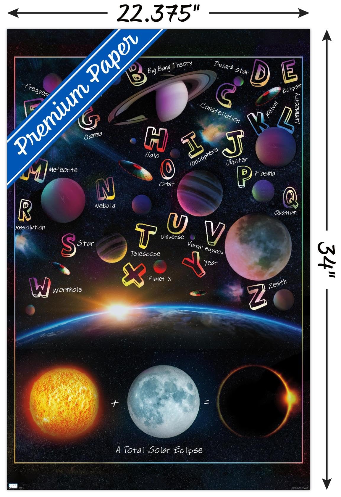 Trends International Ali Chris - The Solar System: Total Eclipse Letters Wall Poster, 34L x 22.4W, Premium Unframed Version