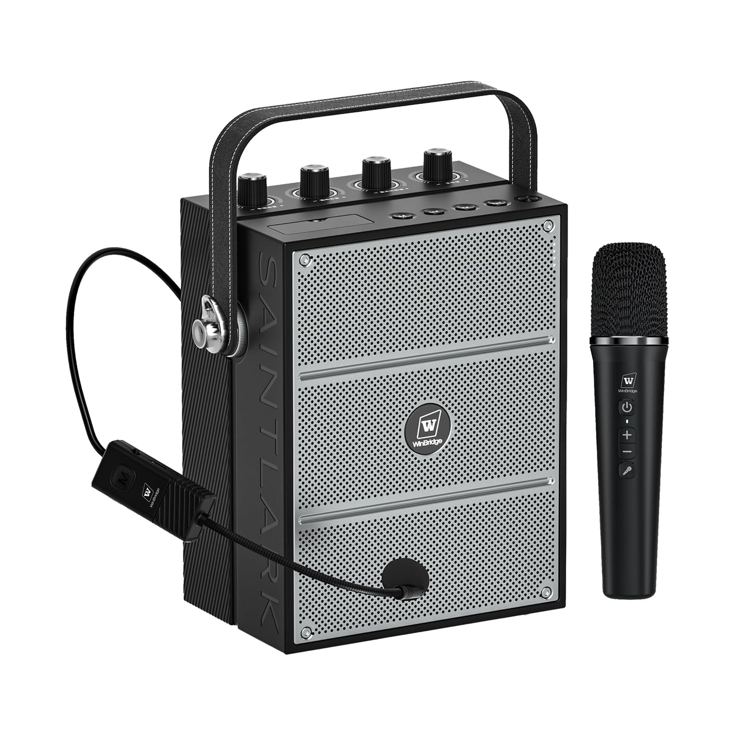 WinBridge S97 60W Bluetooth Speaker Mic– Powerful Wireless Voice Amplifier with Dual Microphones, Portable PA System & Karaoke Machine for Teachers, Sound Effects, Guitar Input, High Bass