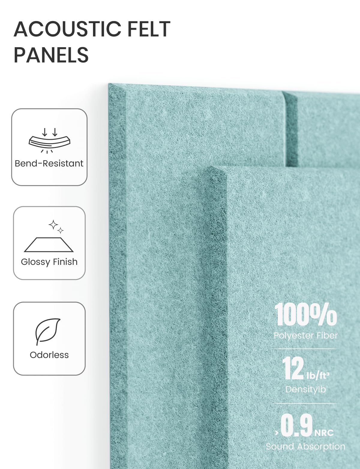 Large Felt Bulletin Board 48" x 36" Cork Board Alternative-12 Pack with 70 Safe Removable Adhesive Tabs, Cork Boards for Walls Cork Board for Home Office Classroom Pin Board-Teal Blue