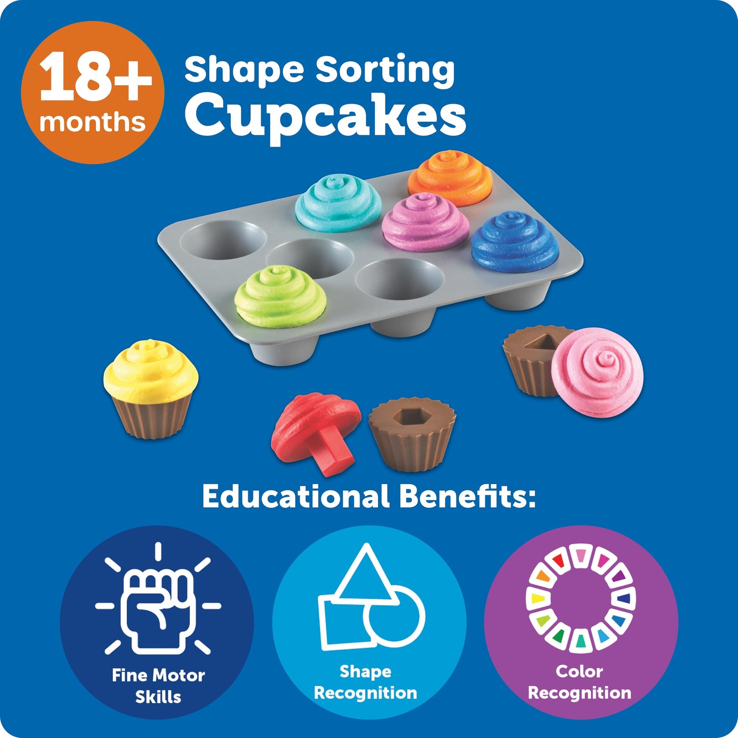 Learning Resources Smart Snacks Shape Sorting Cupcakes - Toddler Girl and Boys Toys, Play Food, Toy Kitchen Accesories, Fine Motor Skills, Preschool Montessori, Shape Sorter, Kids Birthday
