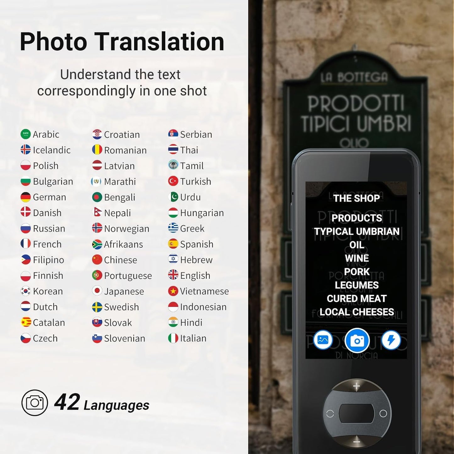 ANFIER W10 AI Translation Device, Real Time Language Translator No WiFi Needed, Voice Instant Two-Way Translator in 144 Languages & Accents, Offline/Photo/Text Translation for Business Travel (Grey)