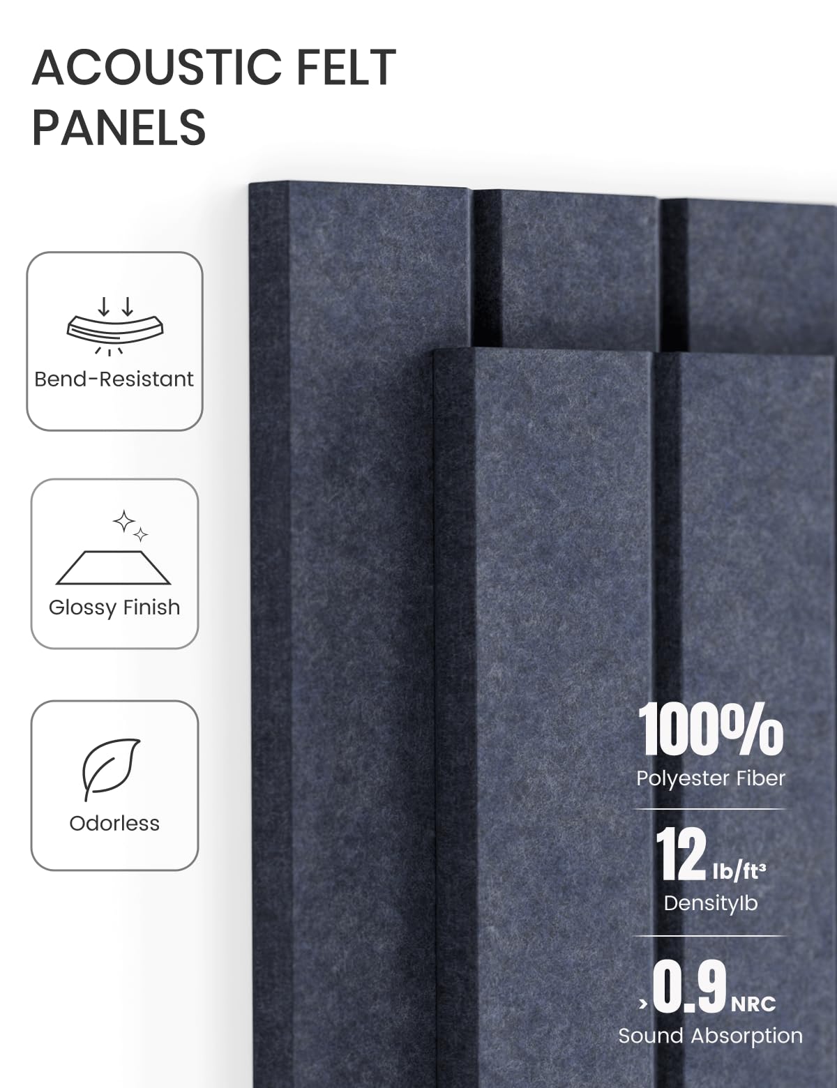 Fluxynara Large Felt Bulletin Board 48" X 36" Cork Board Alternative-12 Pack with 70 Safe Removable Adhesive Tabs, Cork Boards for Walls Cork Board for Home Office Classroom Pin Board -Navy Blue