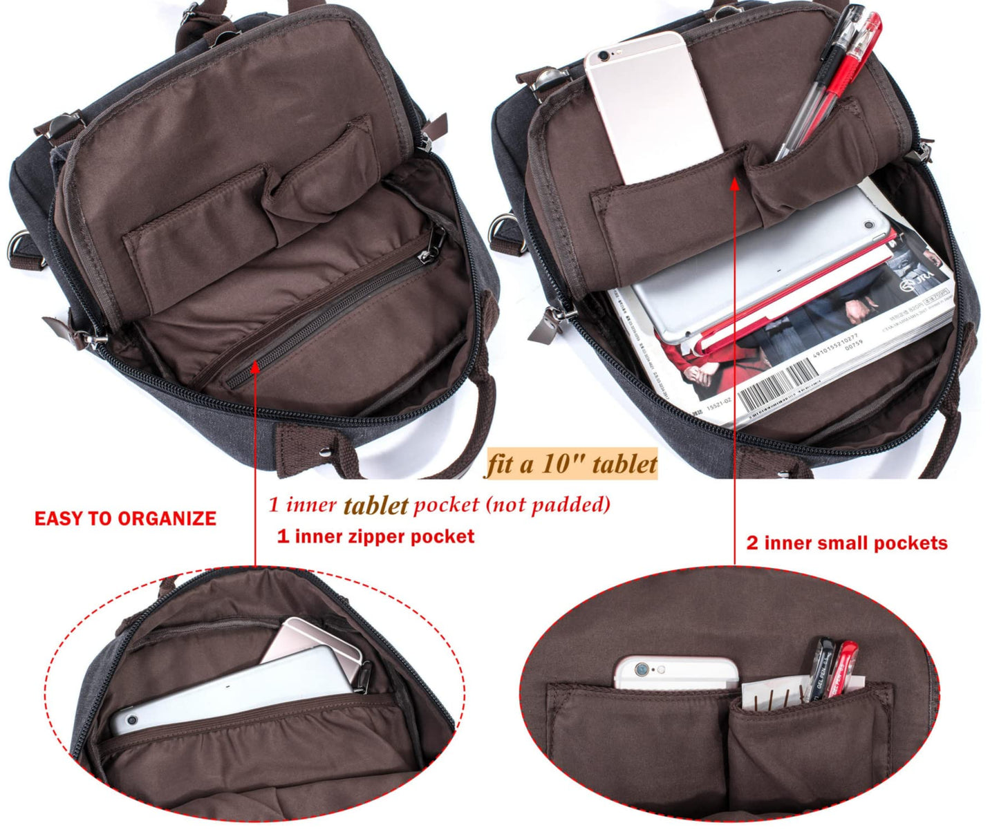Leaper Retro Canvas Messenger Bag — Fits 10" Tablet, 9 Pockets, Unisex Crossbody Shoulder Sling Bag for Travel, Work & Daily Use, Army Green, M (Available in Medium, Large, XL, XXL)