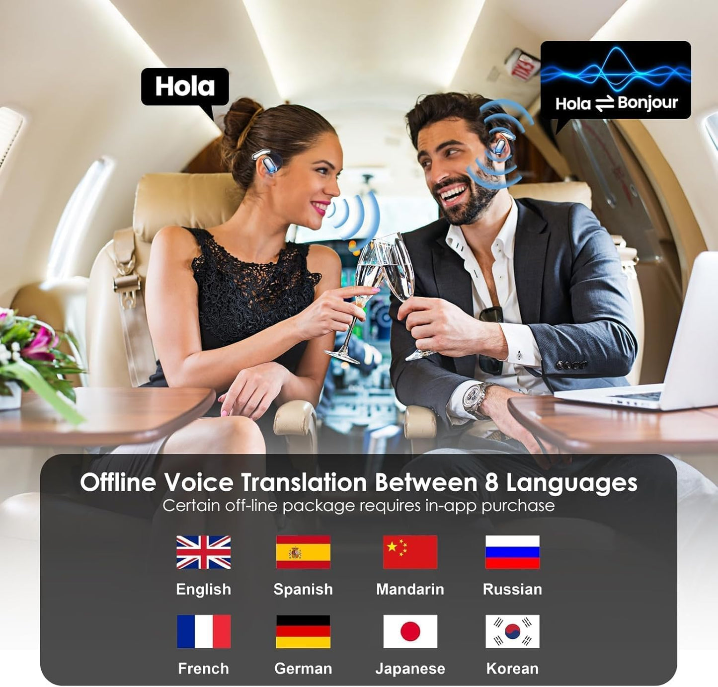 AI Language Translation Earbuds, OWS LCD Touchscreen Real-Time Translator for 144 Languages & Accents Includes Free Subscription Translation Device Earphones for Travel Business Learning, Black 7
