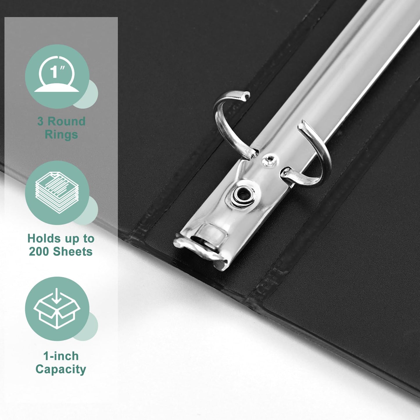 SUIN1-Inch 3-Ring-Binder, Customizable Clear View Cover, for US Letter Size 8-1/2 x 11'', Perfect for Office/School (Black - 12 Packs)