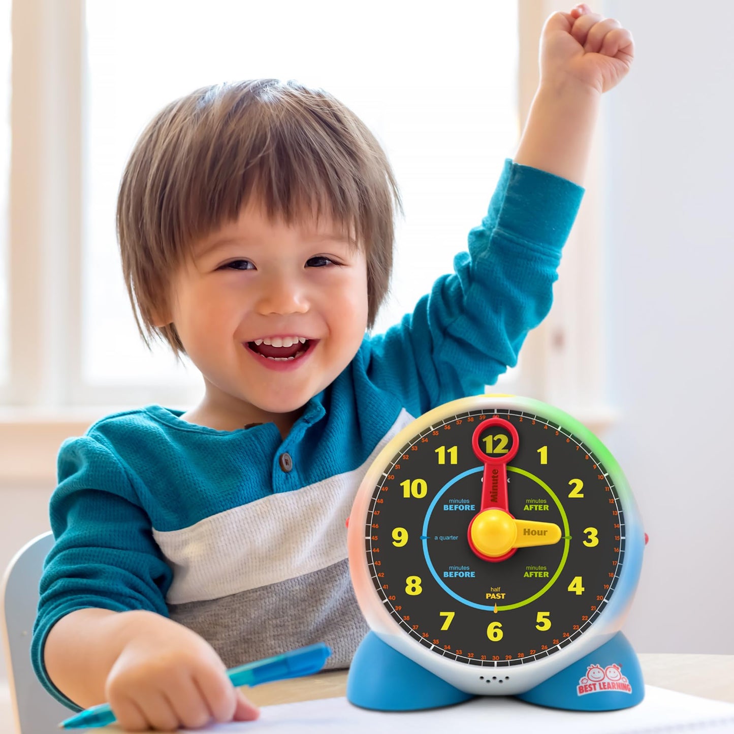 BEST LEARNING Talking Learning Clock for Kids - Telling Time Teaching Clock with Movable Hands, Quiz & Music Sleep Mode - Toddler Preschool Toy Ages 3 4 5 6 Boy Girl Birthday Gift