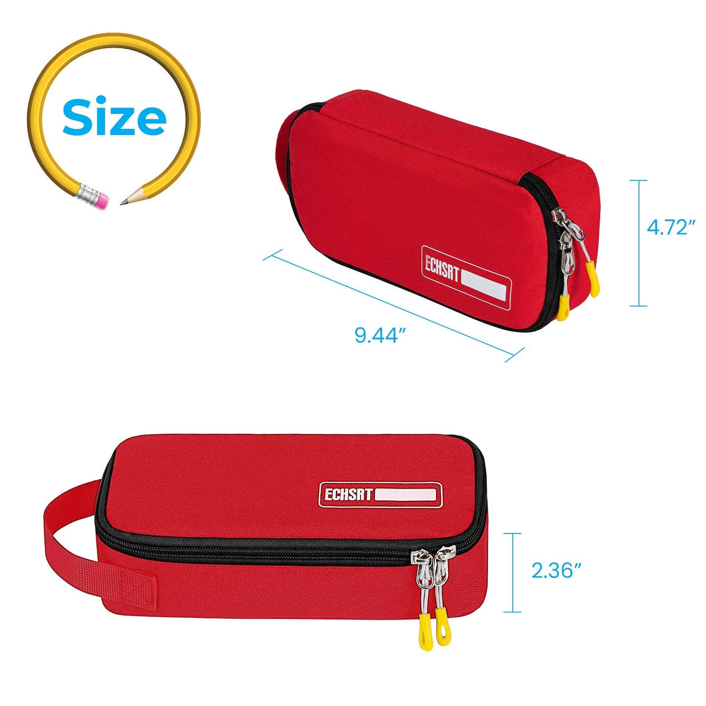 ECHSRT Large Pencil Case, Aesthetic Pen Pouch with Big Capacity, Minimalist Portable Stationery Bag with Handle for Office Organizer Red Pencil Cases