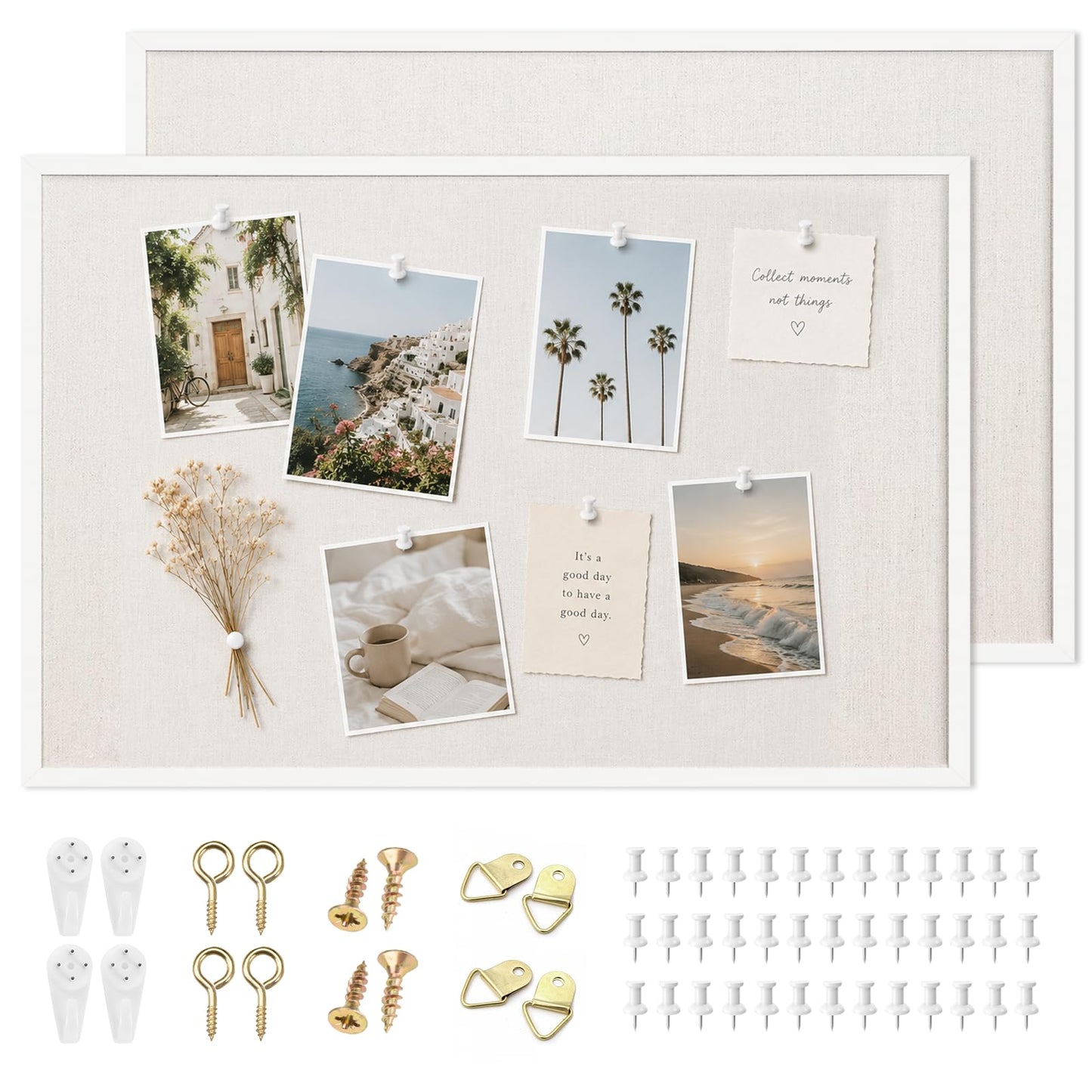 OWLKELA 20'' x 30'' Linen Bulletin Board 2 Pack, White Framed Cork Board, Perfect for Office & Home Decor, School, Cubicle