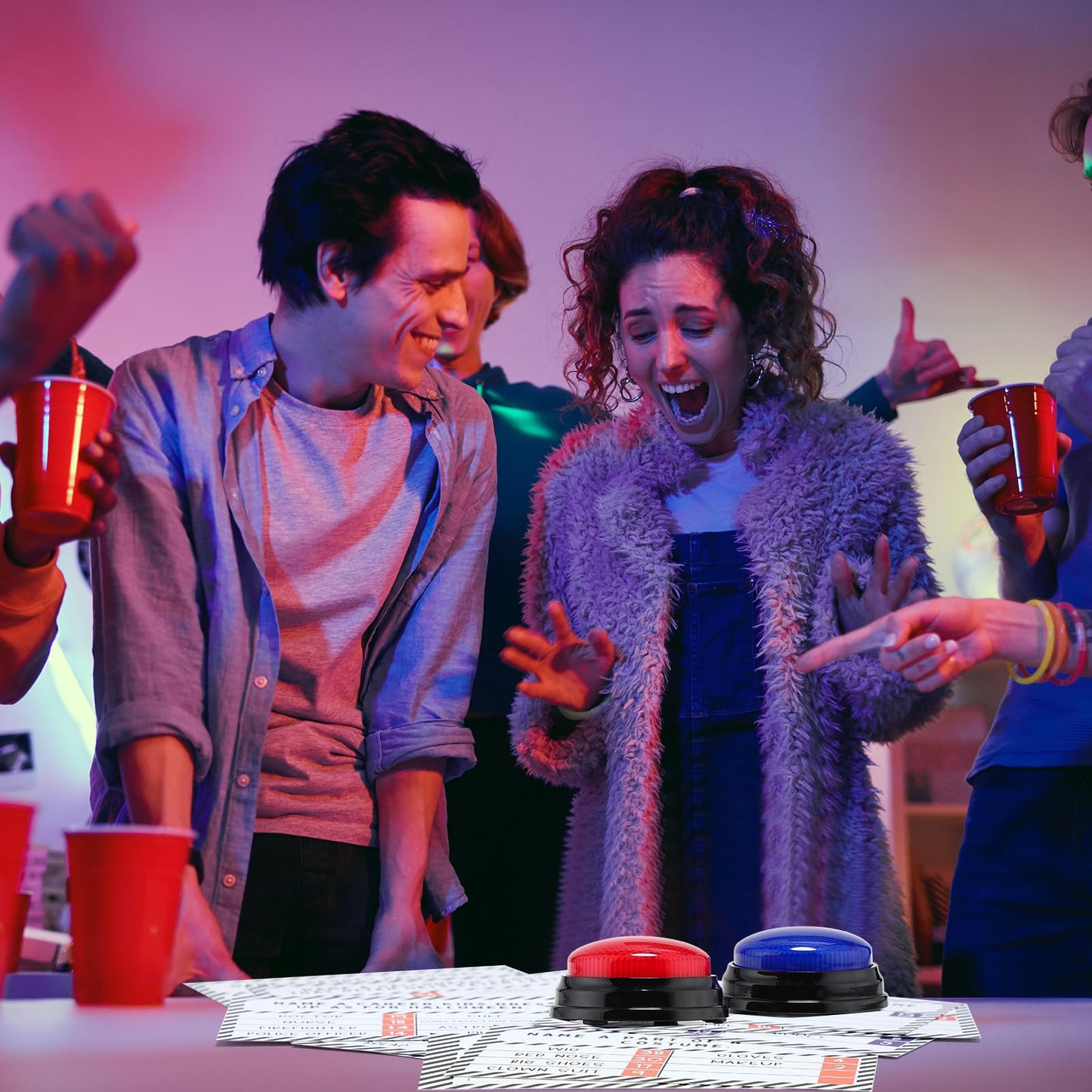 Humyoun Halloween Party Friendly Feud Game with 2 Answer Buzzers, Team Building Feud Cards for Holiday Game Night Fun Trivia Quiz for Groups Office Class