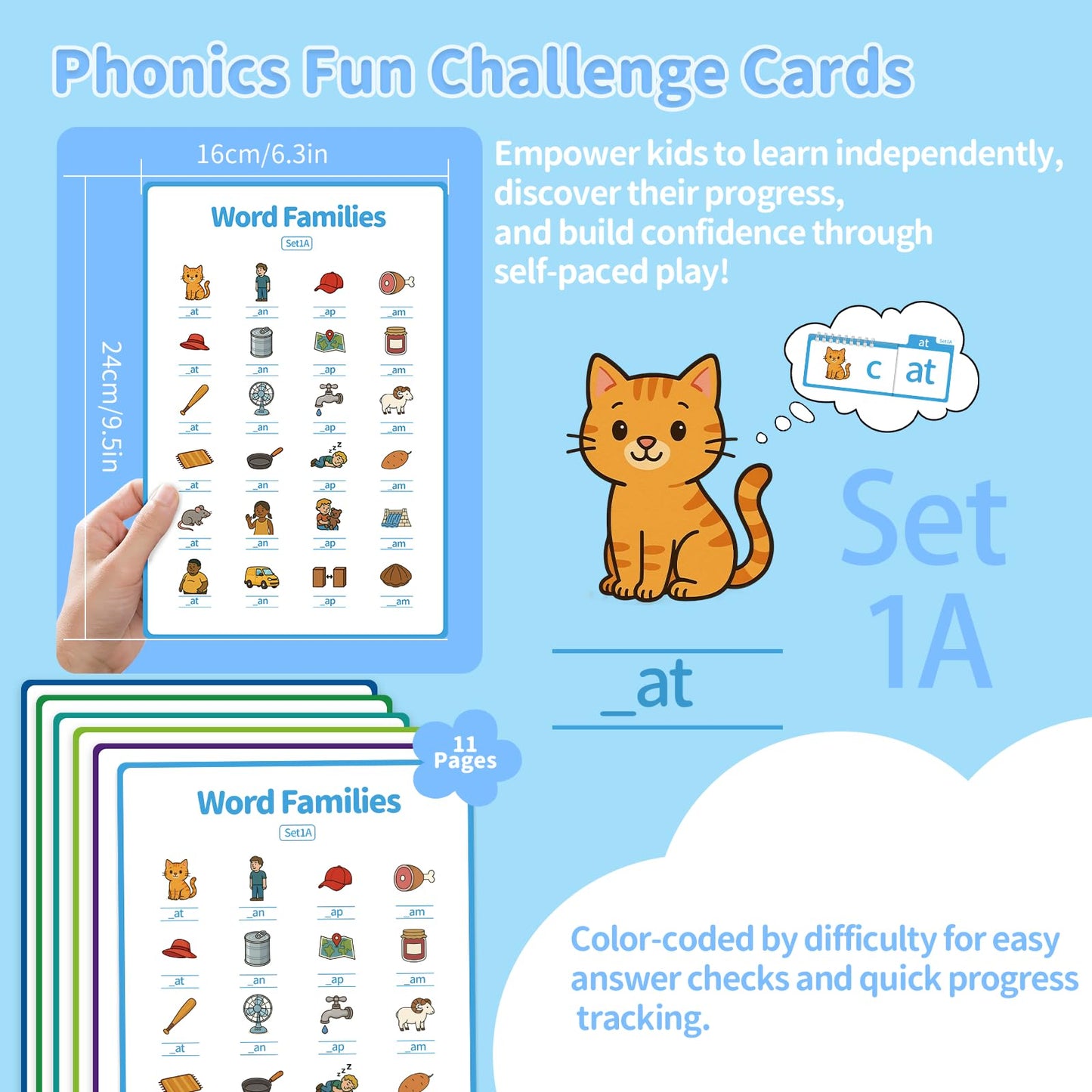 Sinoome Word Family Build Book, Fun Phonics Flash Cards, 40 Read & Rhyme Flip Books, Learn to Read for Kids Ages 4-8, Educational Flash Cards for Kindergarten, Fun Sight Words & Phonics Games