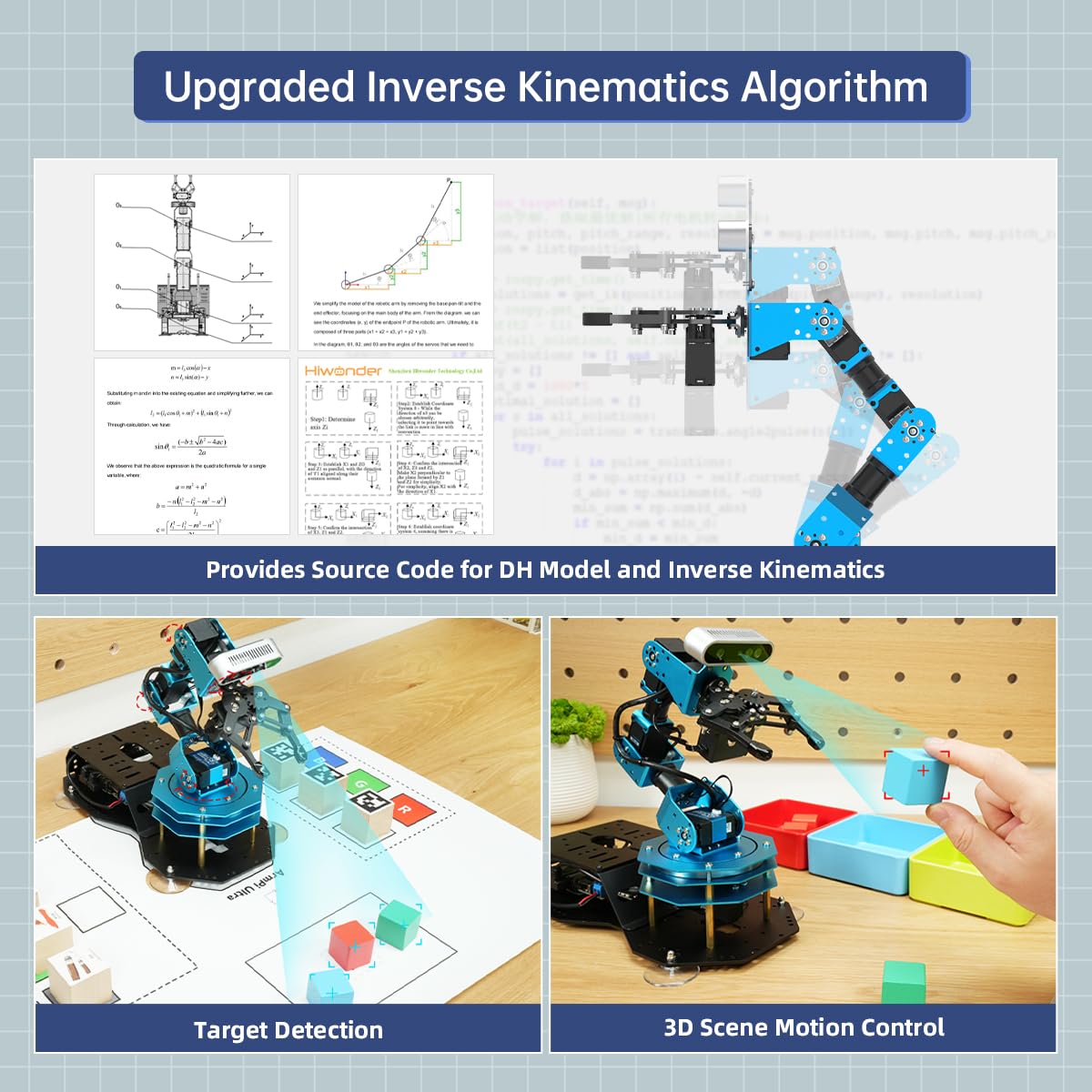 ArmPi Ultra Robotic Arm with ROS2 ChatGPT Large AI Models Embodied Intelligence, Hiwonder 6DOF Programming Robot Arm ROS Education AI Vision Voice Scene Understanding, Advanced Kit without RaspberryPi