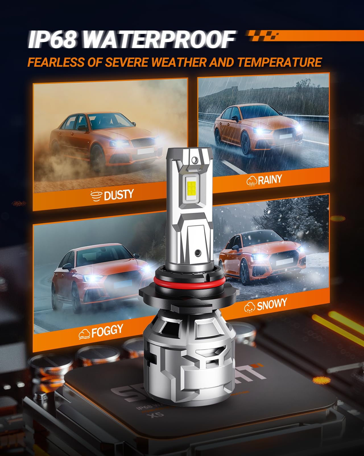 SEALIGHT 9005 Fog Light Bulbs, 30000LM, 6500K Cool White, Aluminum, Pack of 2