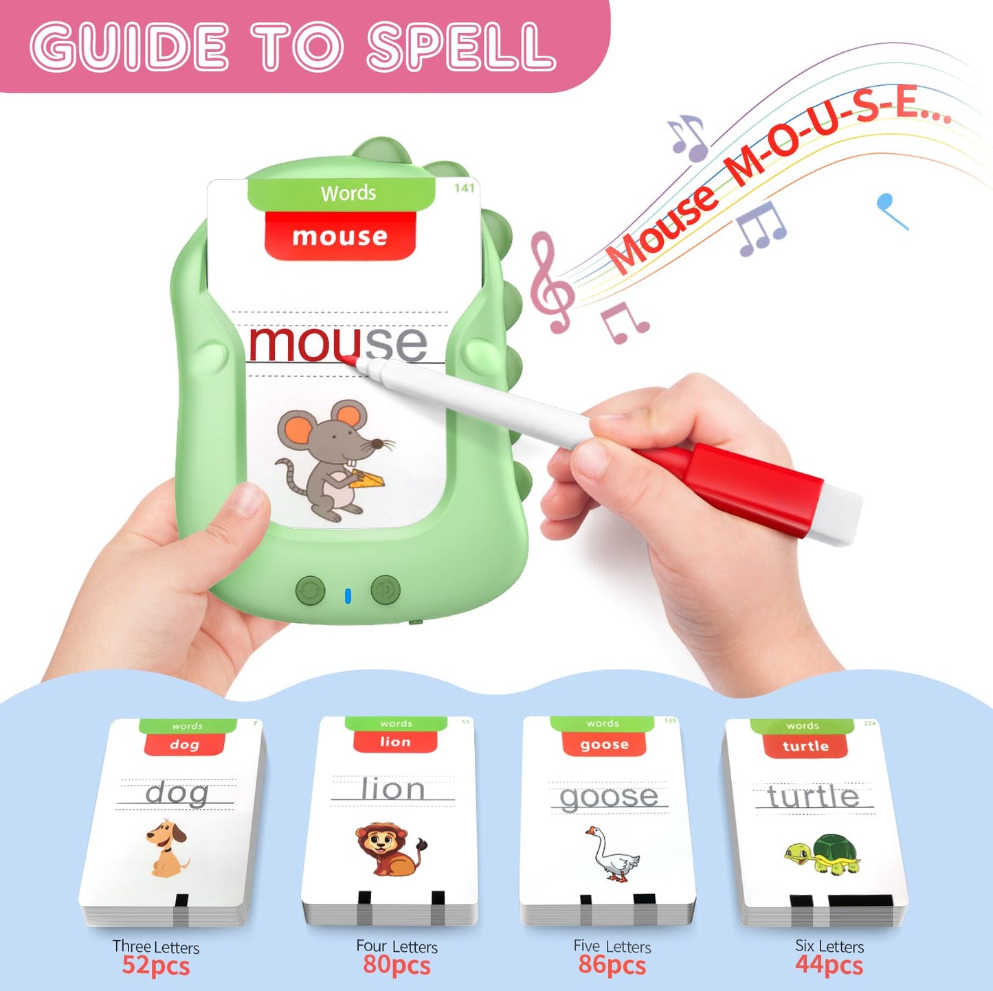 Toddler Toys Talking Flash Cards With Drawing for Toddlers 3-8 Years, 224 Sight Words for Montessori Learning, Pocket Speech Therapy & Autism Sensory Toys for Kids Educational Flashcards for Boys Gift