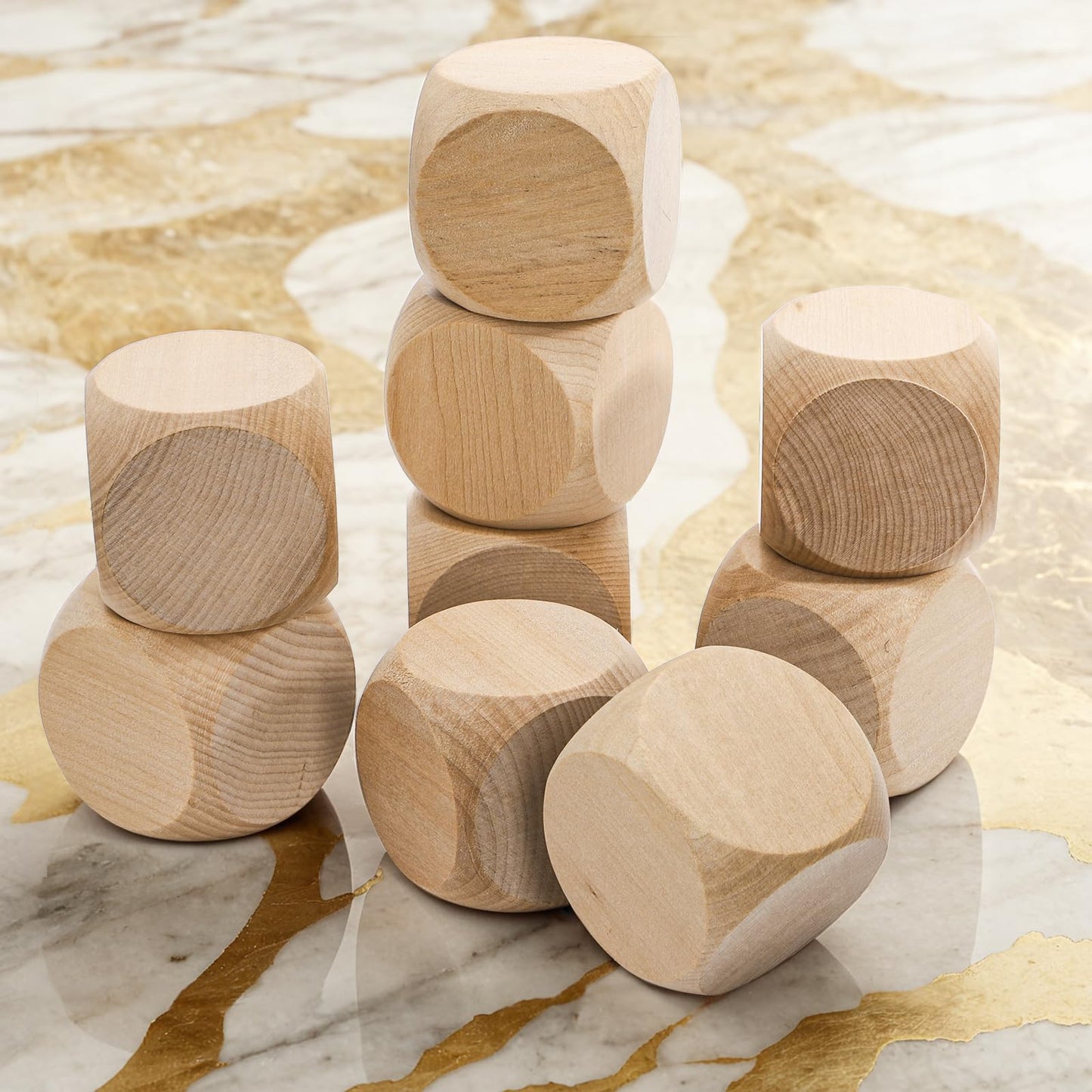 ZEAYEA 20 Pcs Blank Wooden Dice, 2 inch Unfinished Square Blocks, Blank 6 Sided Wood Cubes with Rounded Corners for Building Blocks, DIY Craft Projects, Party Supplies